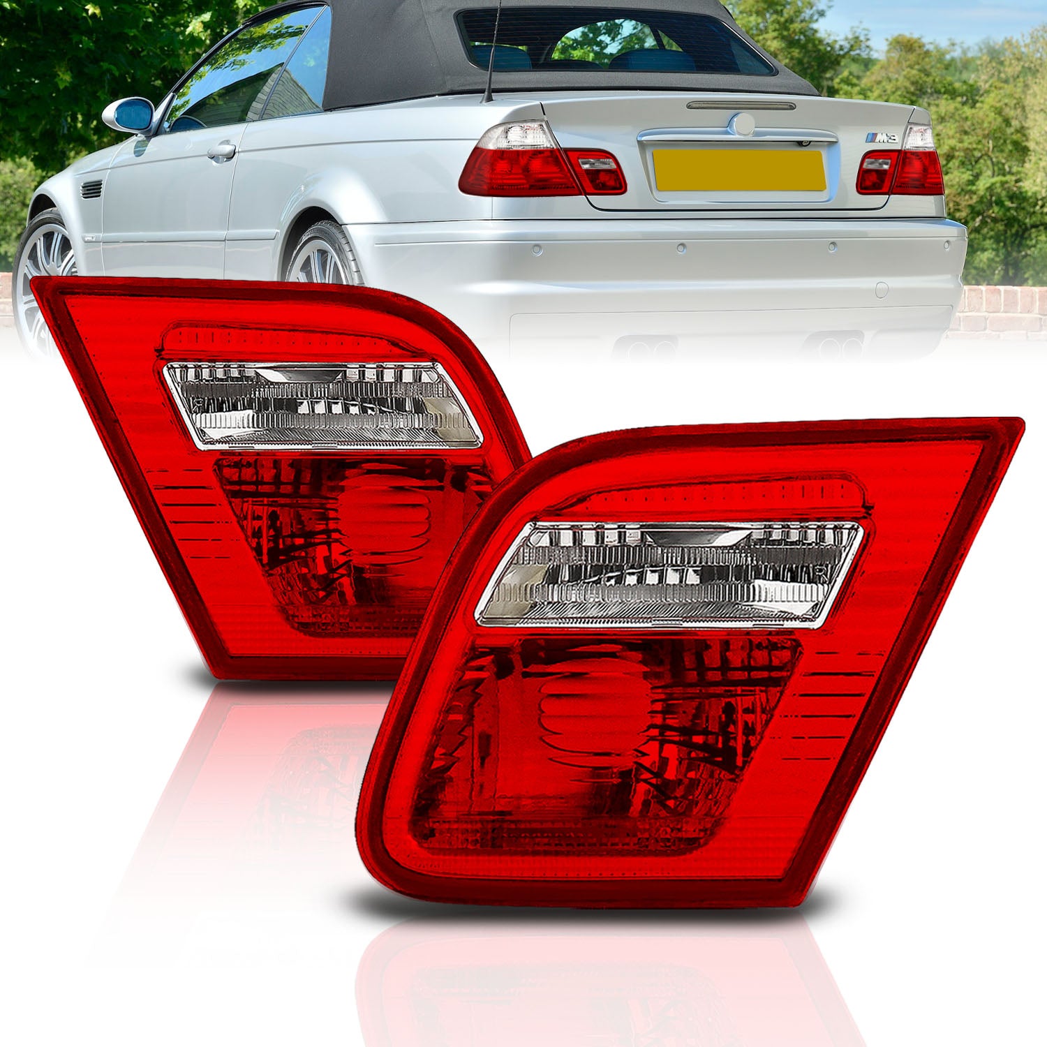 BMW 3 SERIES E46 99-01 2DR INNER TAIL LIGHTS RED/CLEAR