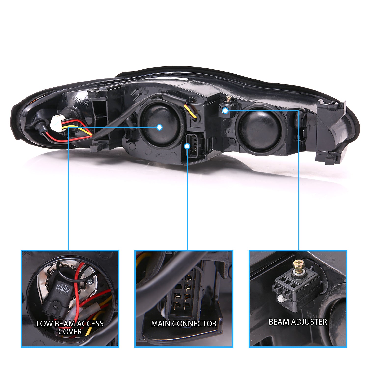 CHEVY MONTE CARLO 00-05 HEADLIGHTS BLACK AMBER