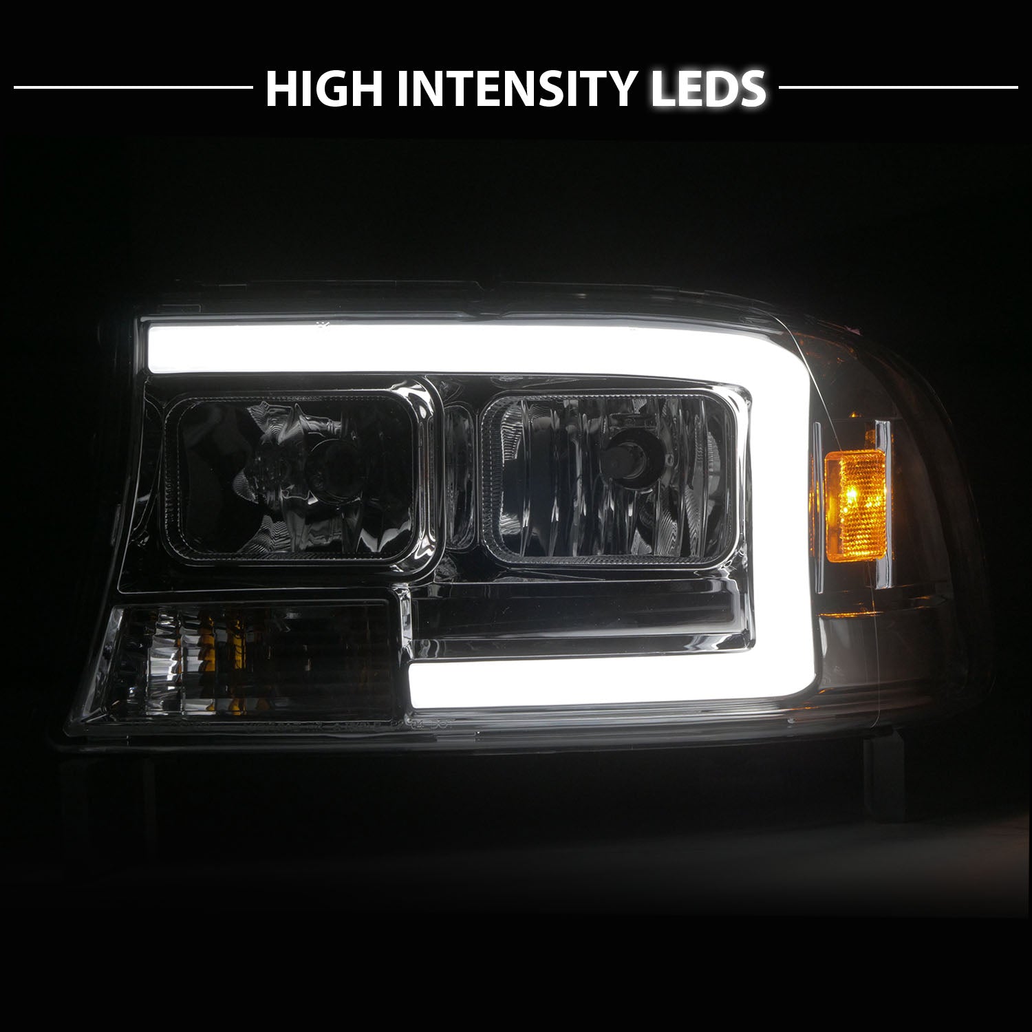 DODGE DAKOTA/DURANGO 97-04/98-03 HEADLIGHTS CHROME W/C LIGHT BAR