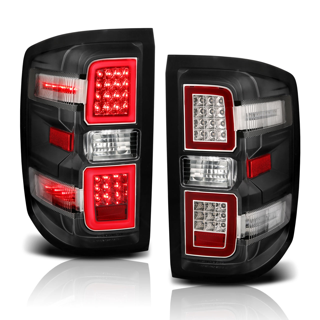 CHEVY SILVERADO 14-17 LED TAIL LIGHTS G4 BLACK HOUSING CLEAR LENS