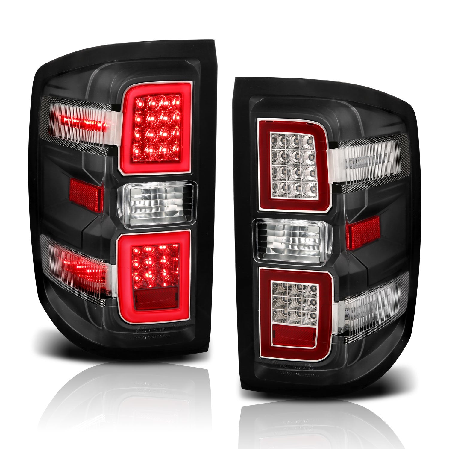 CHEVY SILVERADO 14-17 LED TAIL LIGHTS G4 BLACK HOUSING CLEAR LENS
