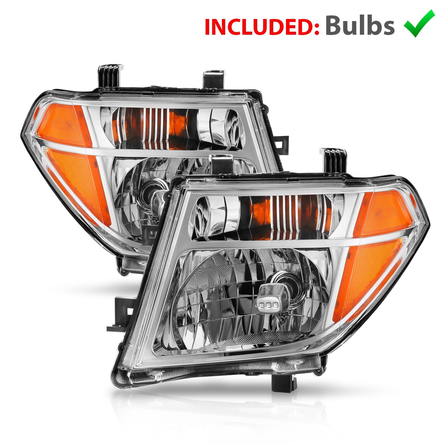 NISSAN PATHFINDER 05-08 /FRONTIER 05-07 HEADLIGHTS CHROME AMBER (OE REPLACEMENT)