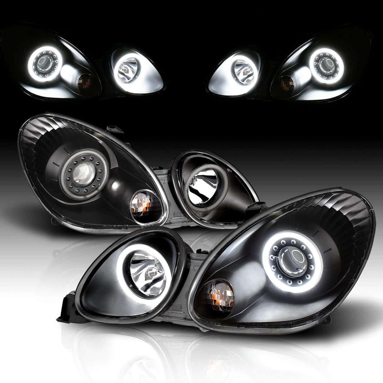 LEXUS GS 300/400 98-05 PROJECTOR HEADLIGHTS HALO BLACK CLEAR (RX HALO)