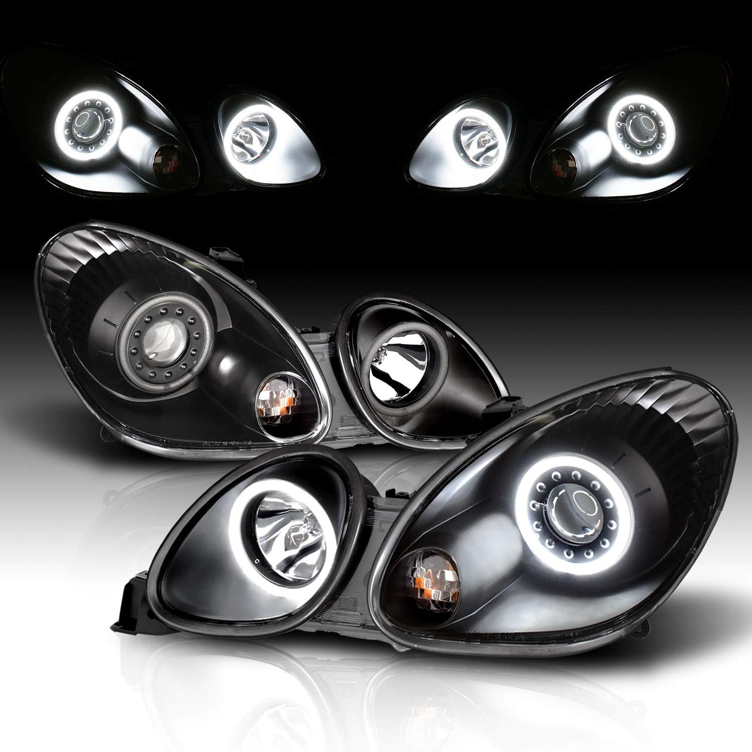 LEXUS GS 300/400 98-05 PROJECTOR HEADLIGHTS HALO BLACK CLEAR (RX HALO)