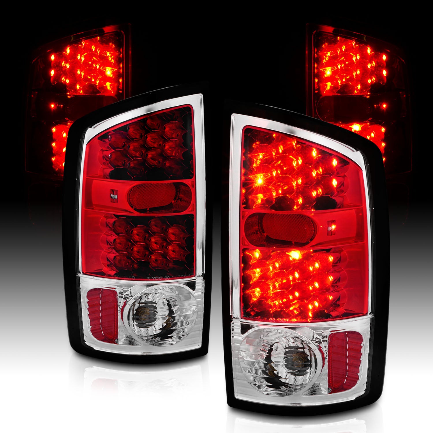 DODGE RAM 02-05 LED TAIL LIGHTS RED HOUSING CLEAR LENS