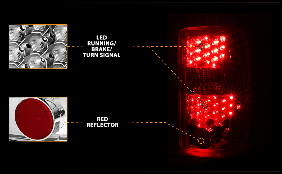 CHEVY TAHOE/SUBURBAN/GMC DENALI 00-06 LED TAIL LIGHTS ALL CHROME