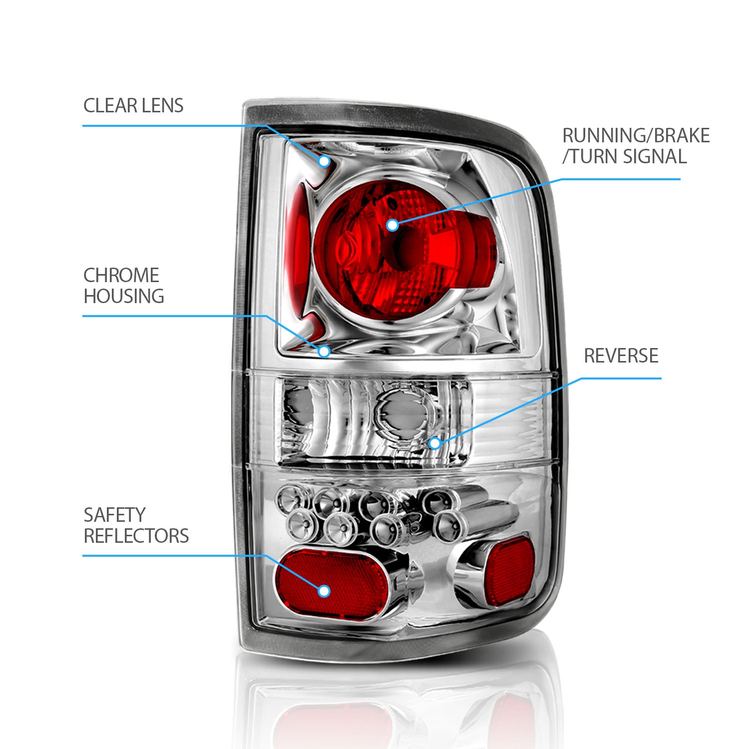FORD F-150 04-06 TAIL LIGHTS ALL CHROME (LED STYLE)