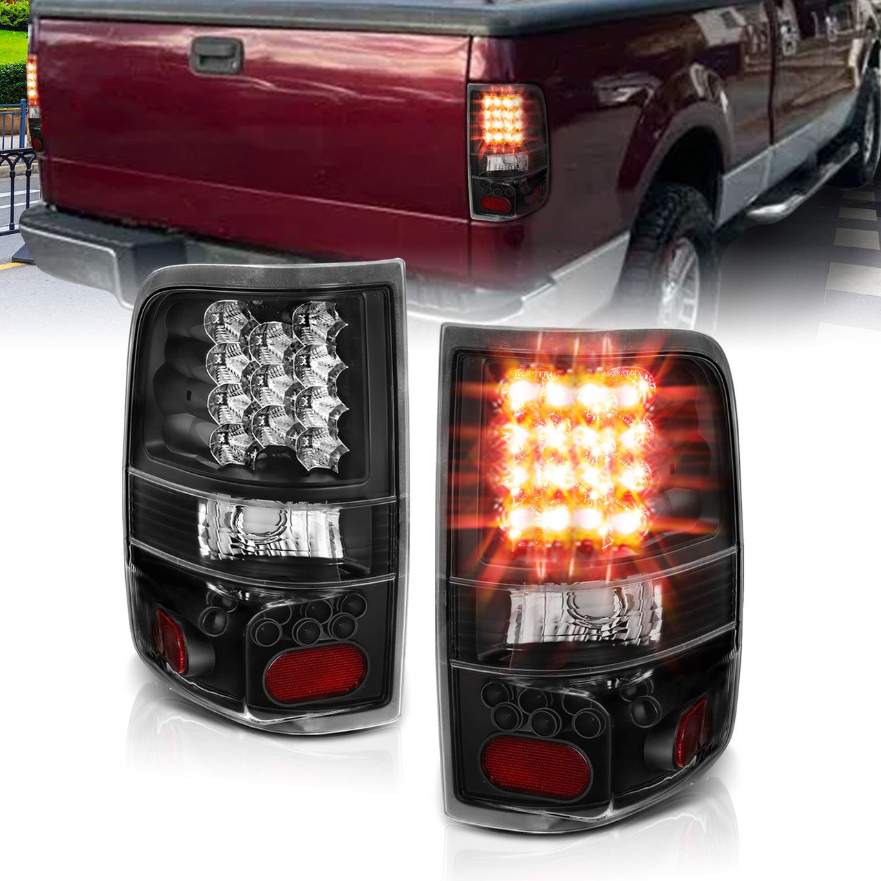 FORD F-150 04-06 LED TAIL LIGHTS BLACK