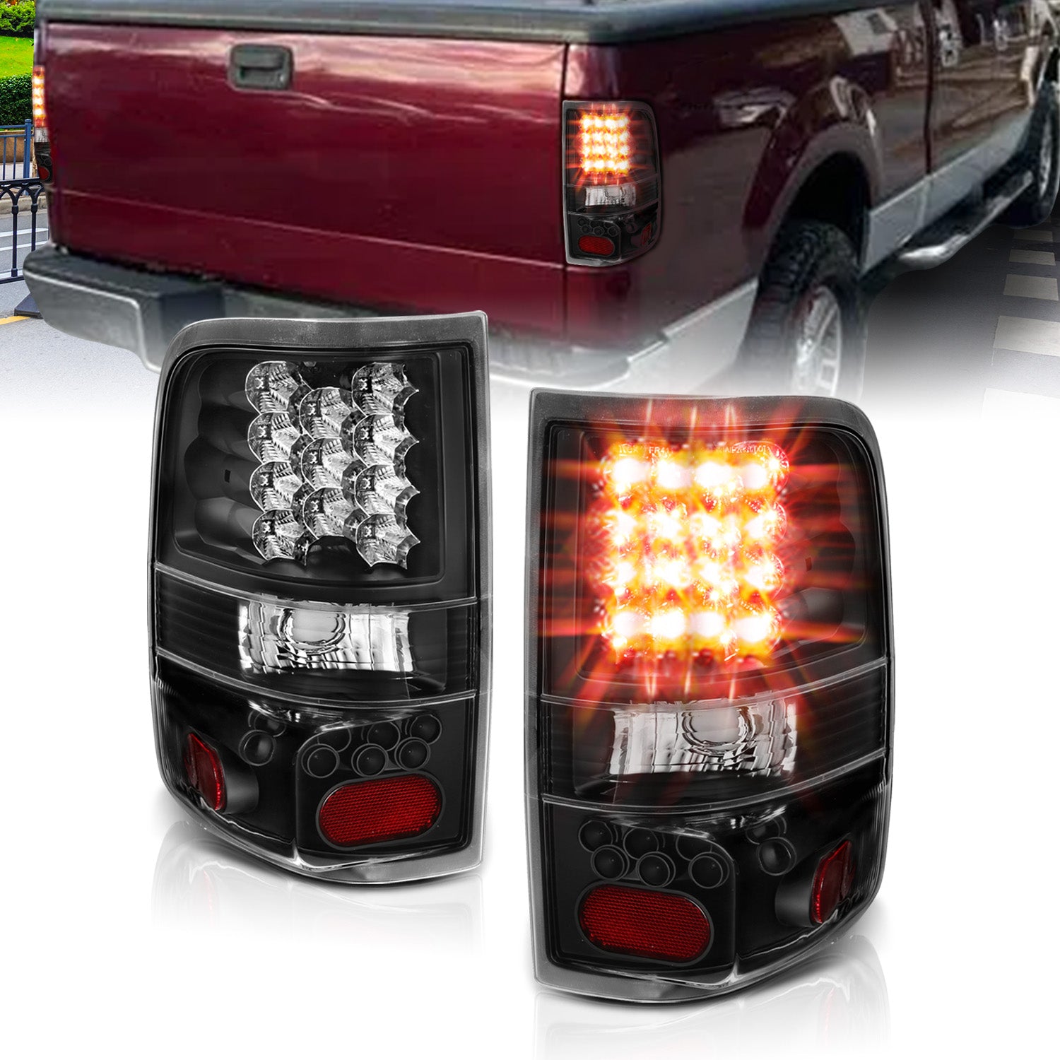 FORD F-150 04-06 LED TAIL LIGHTS BLACK