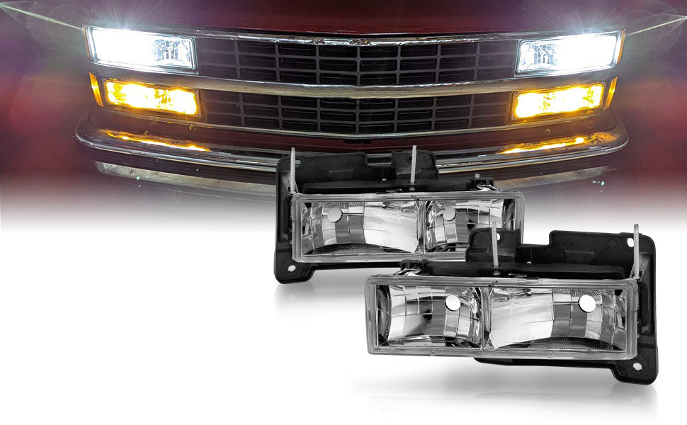 CHEVY FULLSIZE 88-98 CRYSTAL HEADLIGHTS CLEAR W/O BULB