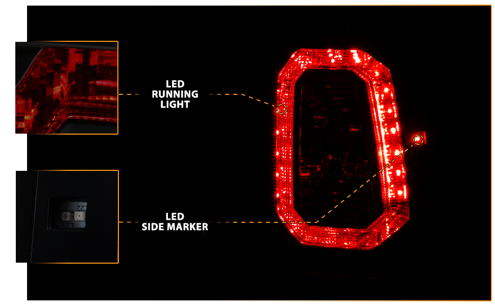 GMC SIERRA 99-07/CHEVY SILVERADO 99-03 (1500/2500 SERIES 99-02 & 3500 SERIES 2003) LED TAIL LIGHTS RED COLOR LIGHT BAR BLACK HOUSING SMOKE LENS (3 HOLE)