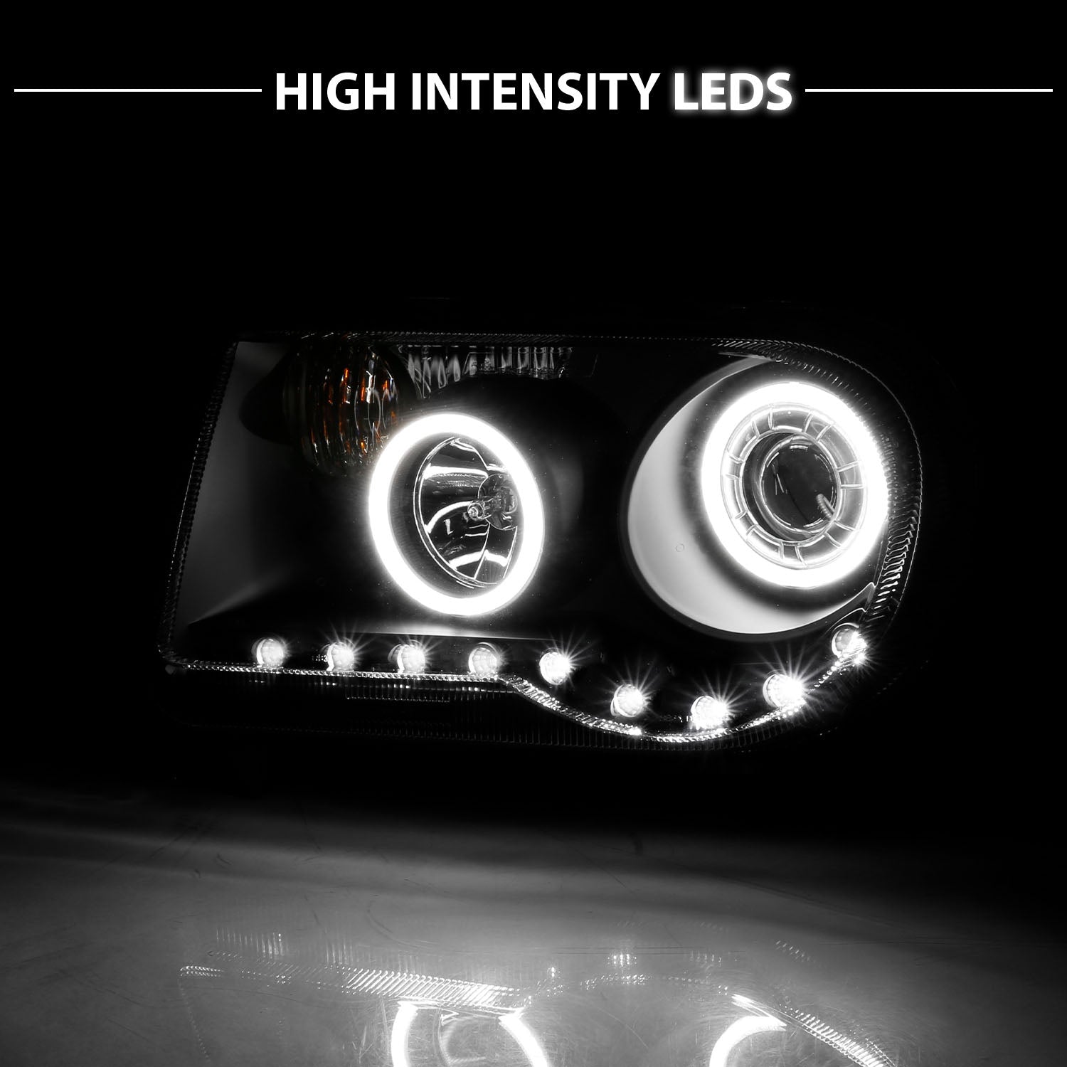 CHRYSLER 300C 05-UP PROJECTOR HEADLIGHTS G2 HALO LED BLACK (RX HALO) (W/O HID KITS) (OEM HID COMPATIBLE)