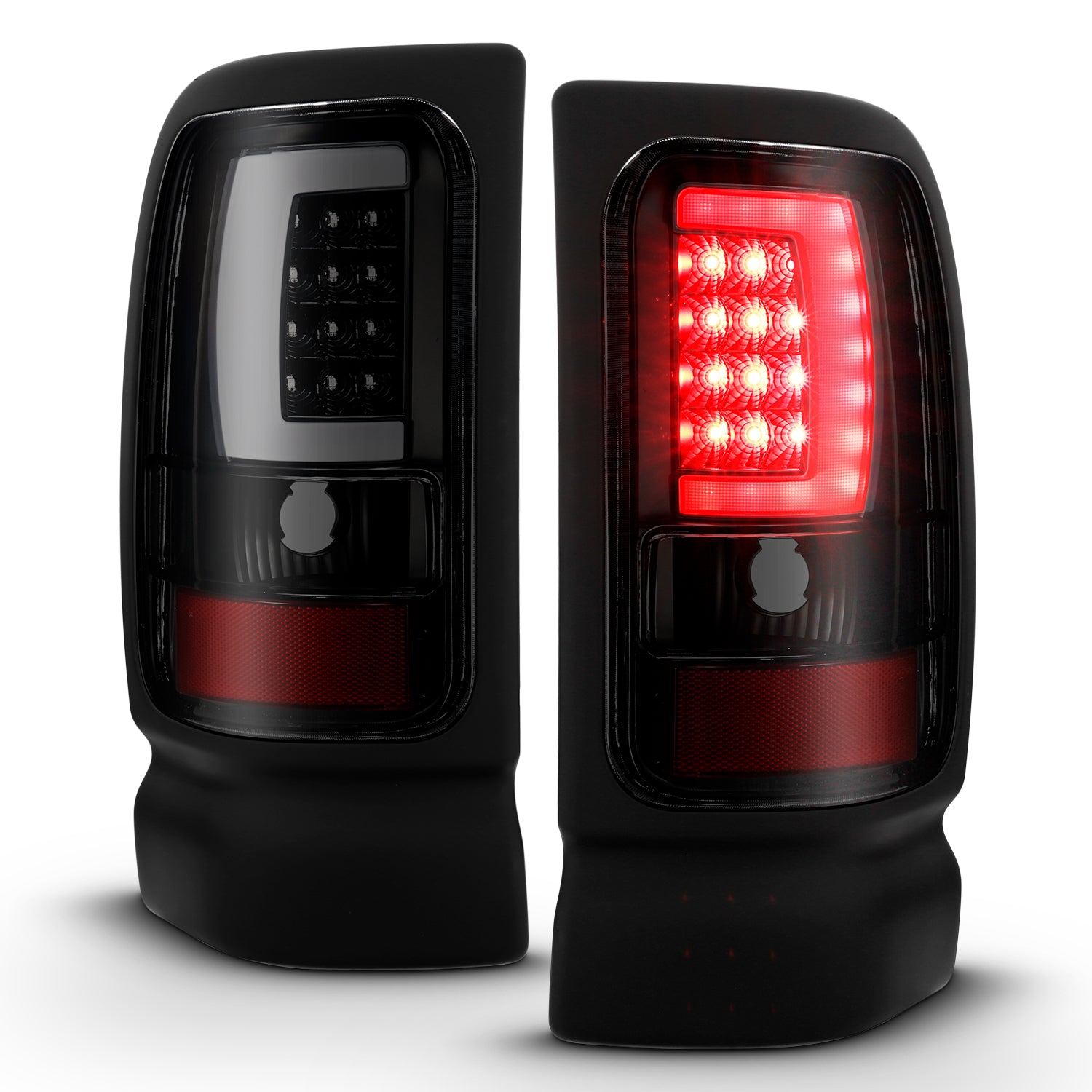 DODGE RAM 94-01  LED TAIL LIGHTS BLACK HOUSING SMOKE LENS W/ C LIGHT BAR