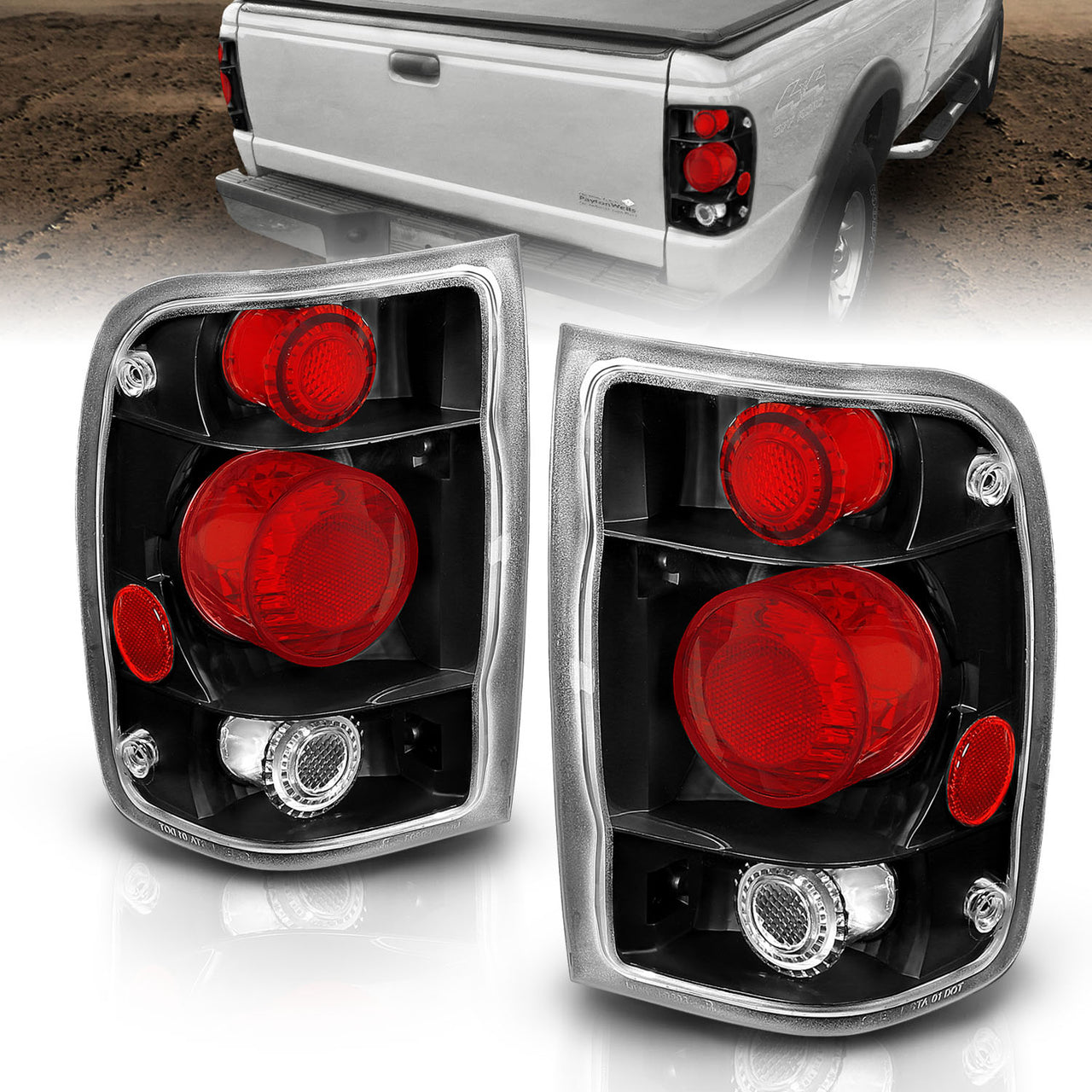 FORD RANGER 98-01 TAIL LIGHTS G2 BLACK
