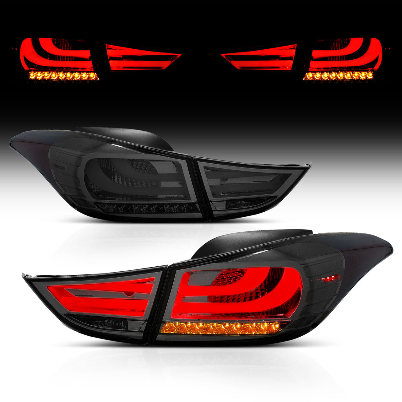 HYUNDAI ELANTRA 11-UP LED TAIL LIGHTS SMOKE (4 PCS) (OUTER PCS W/ BULB)