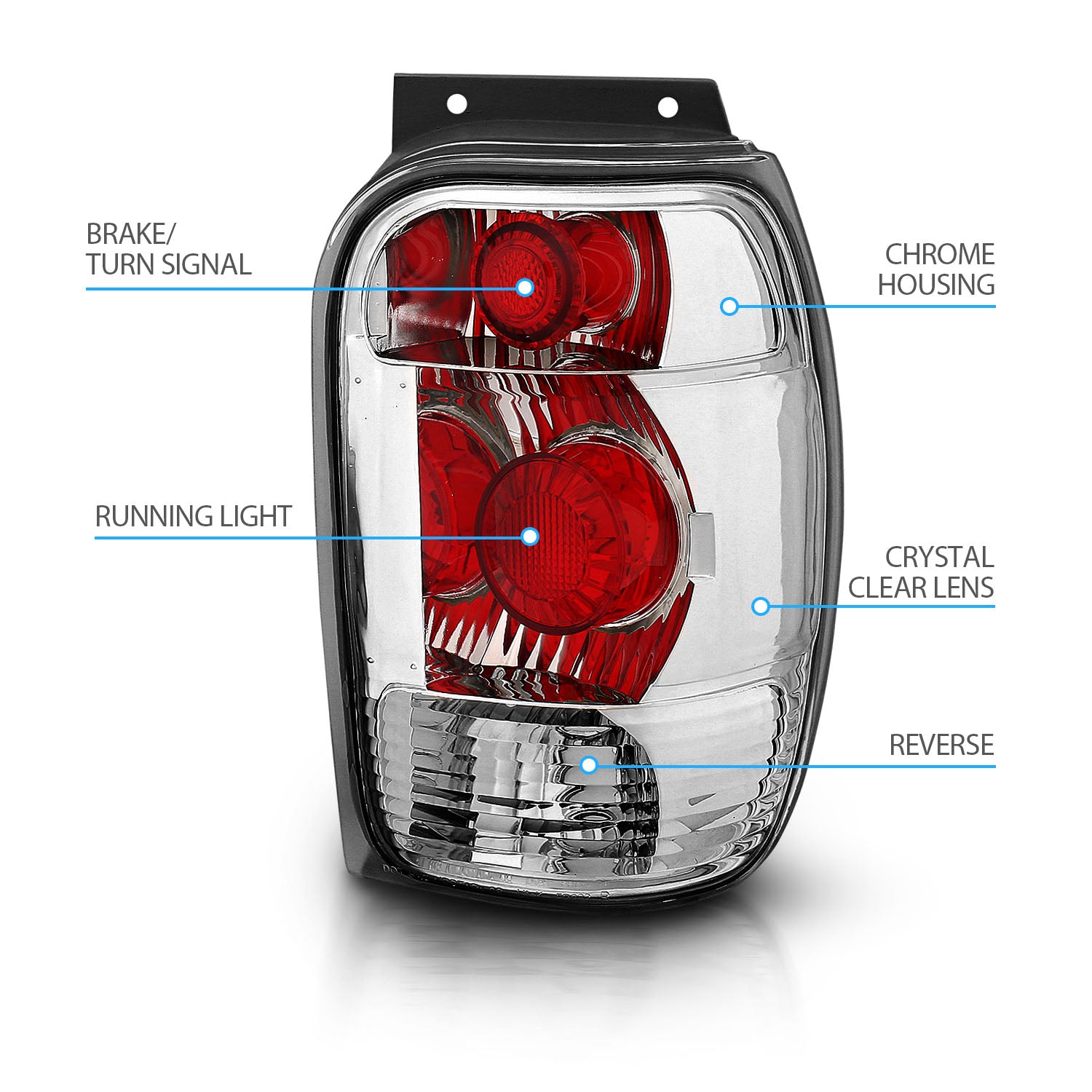 FORD EXPLORER 98-00 TAIL LIGHTS CHROME