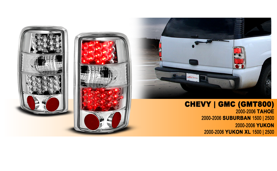 CHEVY TAHOE/SUBURBAN/GMC DENALI 00-06 LED TAIL LIGHTS ALL CHROME