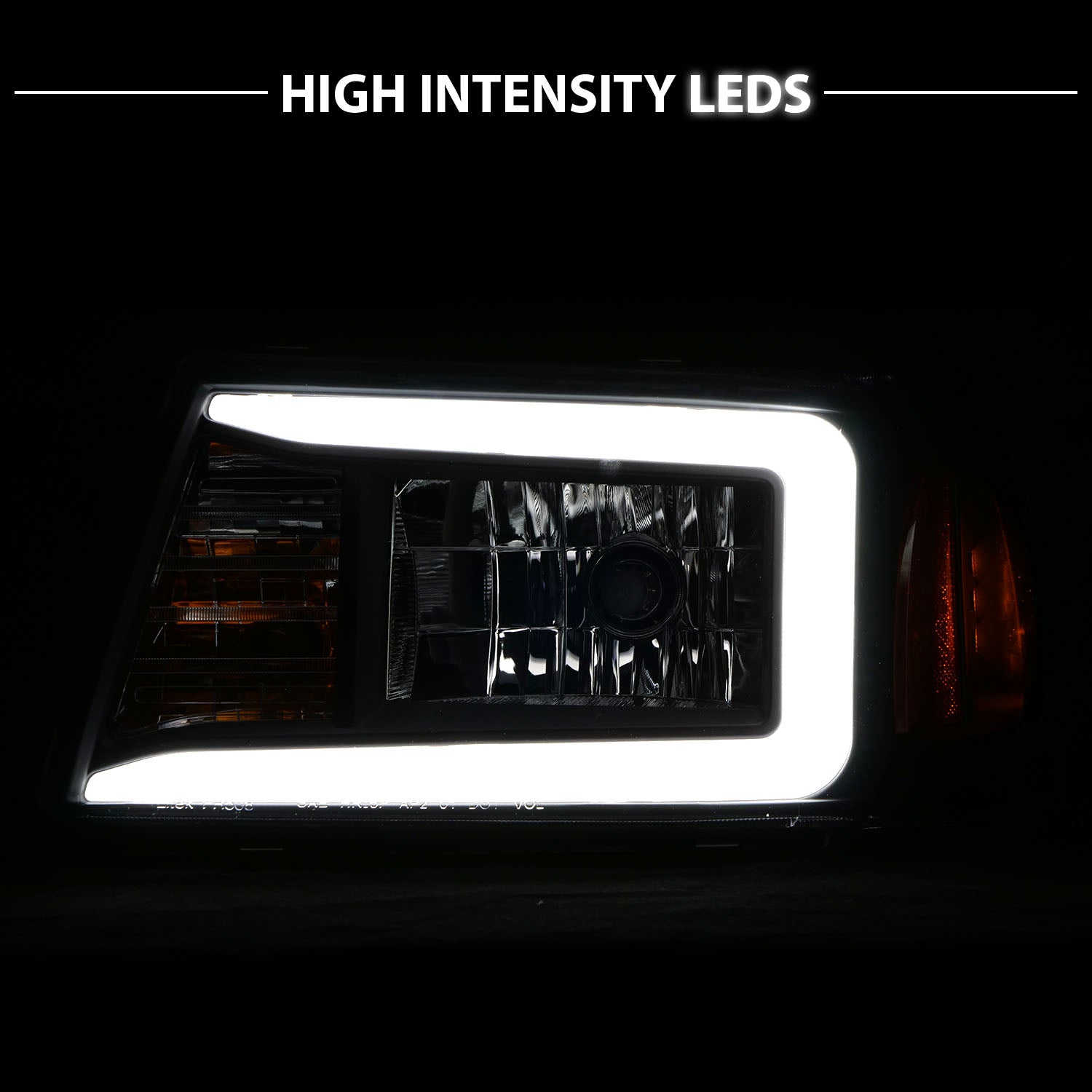 FORD RANGER 01-11 HEADLIGHTS HALO BLACK AMBER  (W/ C LIGHT BAR)