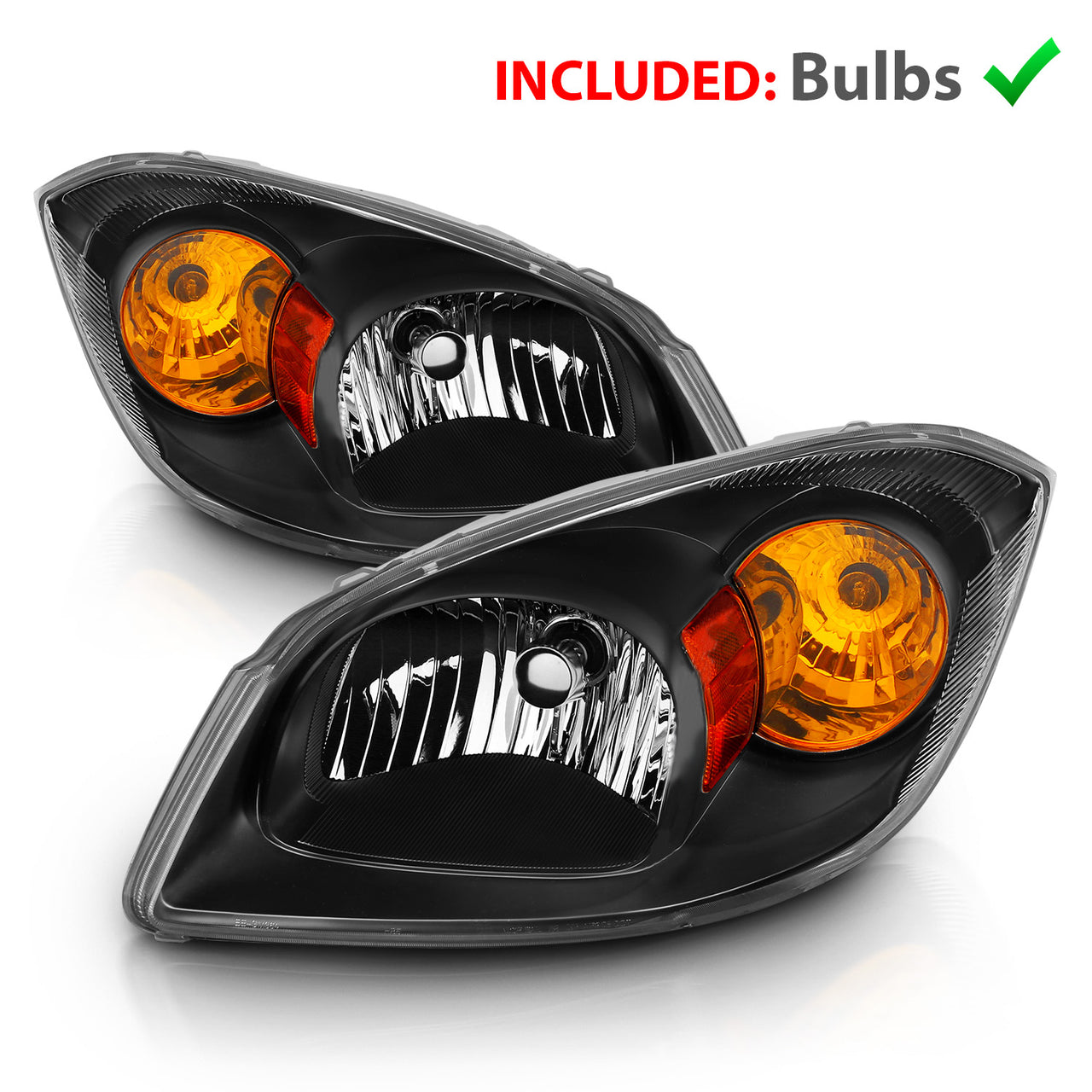 CHEVY COBALT 05-10 HEADLIGHTS 2/4DR BLACK (BASE, LS, LT, LTZ MODEL)