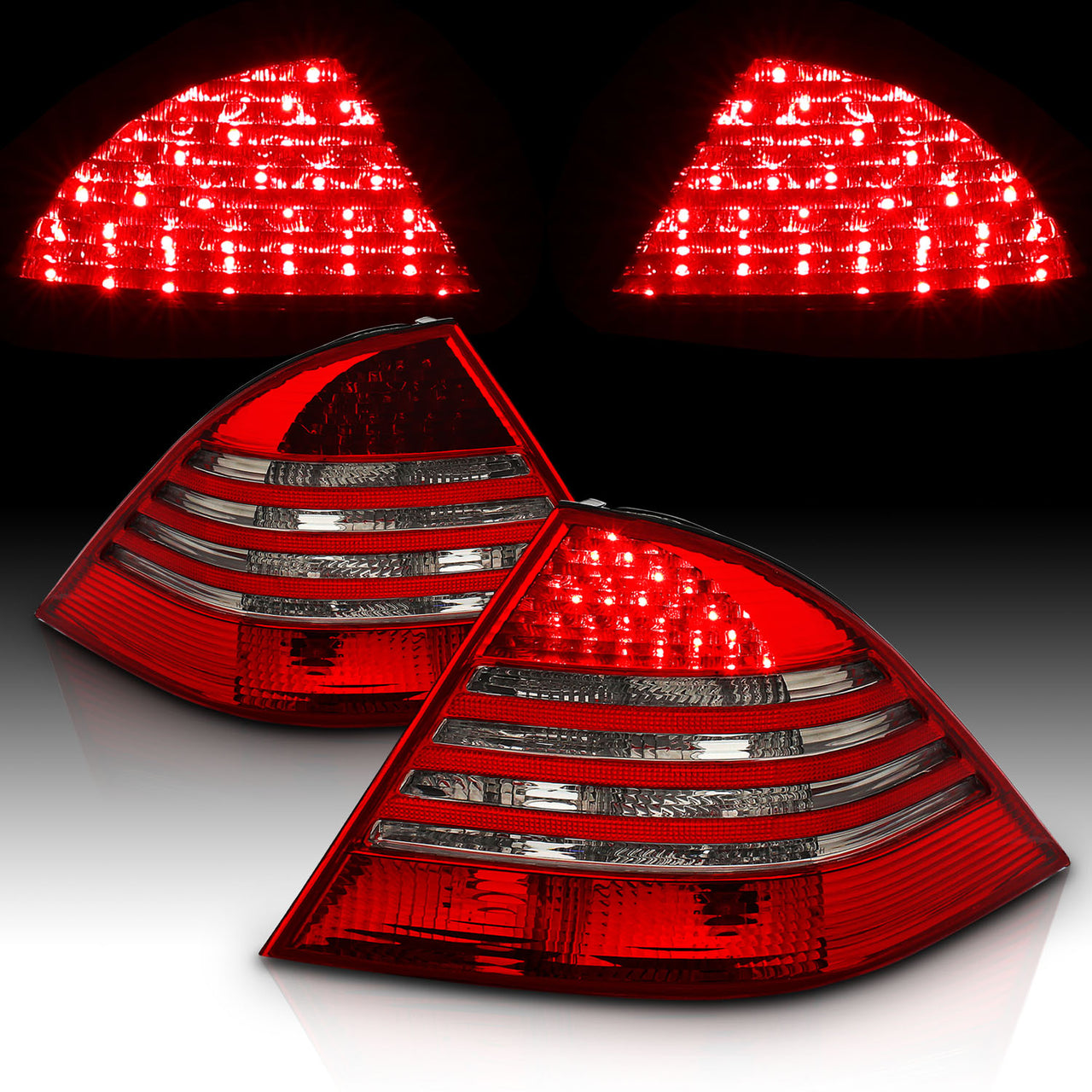 MBZ S CLASS W220 00-05 LED TAIL LIGHTS RED/SMOKE
