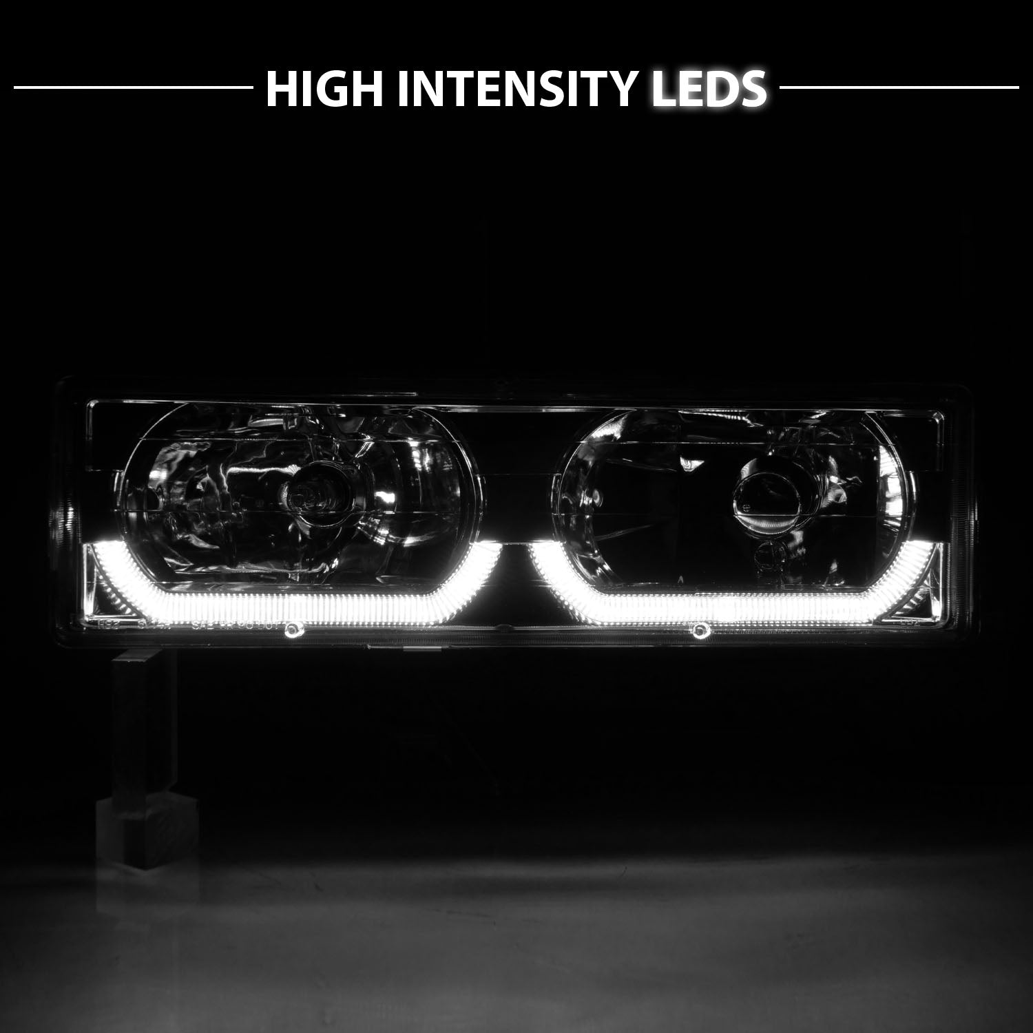 CHEVY FULLSIZE 88-98 LOW-BROW STYLE CRYSTAL HEADLIGHTS CHROME CLEAR