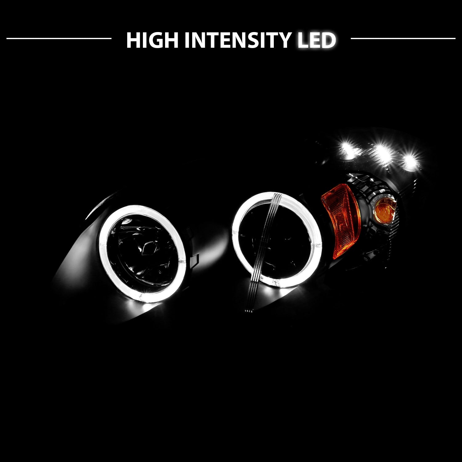 CHEVY COBALT 05-UP PROJECTOR HEADLIGHTS HALO W/O CCFL BAR BLACK CLEAR AMBER