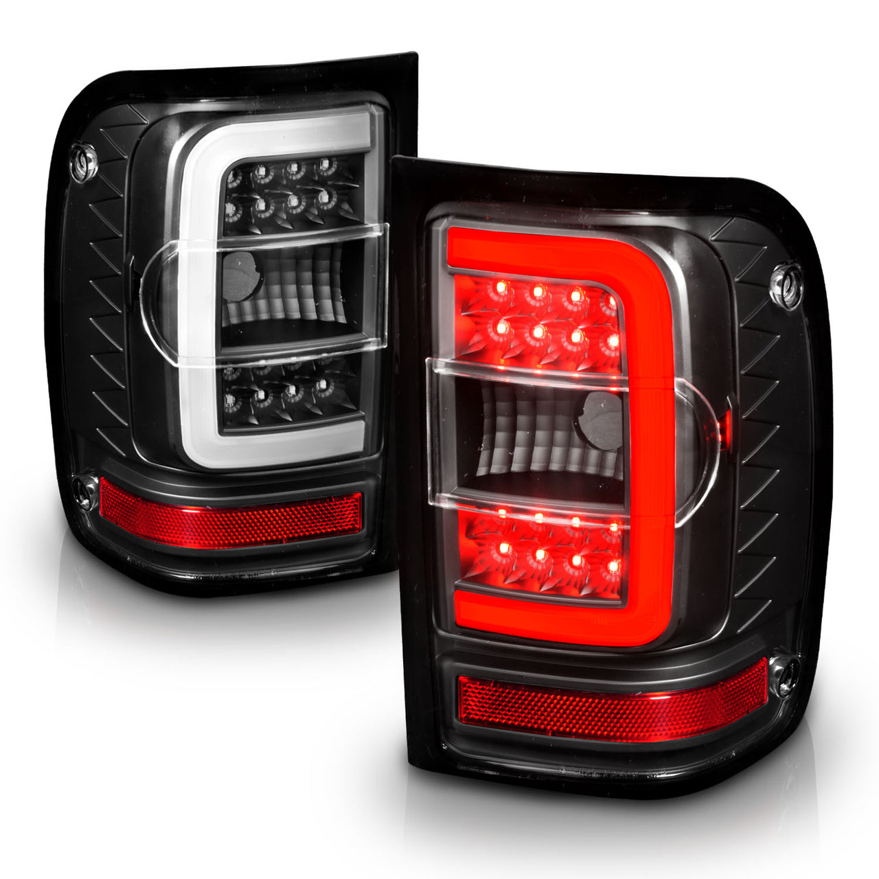 FORD RANGER 01-11 TAIL LIGHTS BLACK HOUSING CLEAR LENS W/C LIGHT BAR