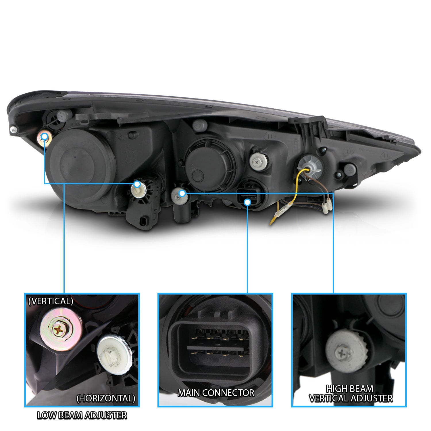 HYUNDAI GENESIS 13-14 2DR PROJECTOR LIGHT BAR STYLE HEADLIGHTS BLACK CLEAR AMBER