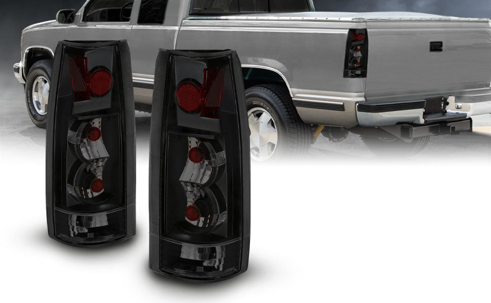 Chevy/GMC C/K 1500/2500/3500 88-99, SUBURBAN/YUKON 92-00, TAHOE 94-00, BLAZER 92-94, CADILLAC ESCALADE 99-00 TAIL LIGHTS DARK SMOKE NEW VERSION