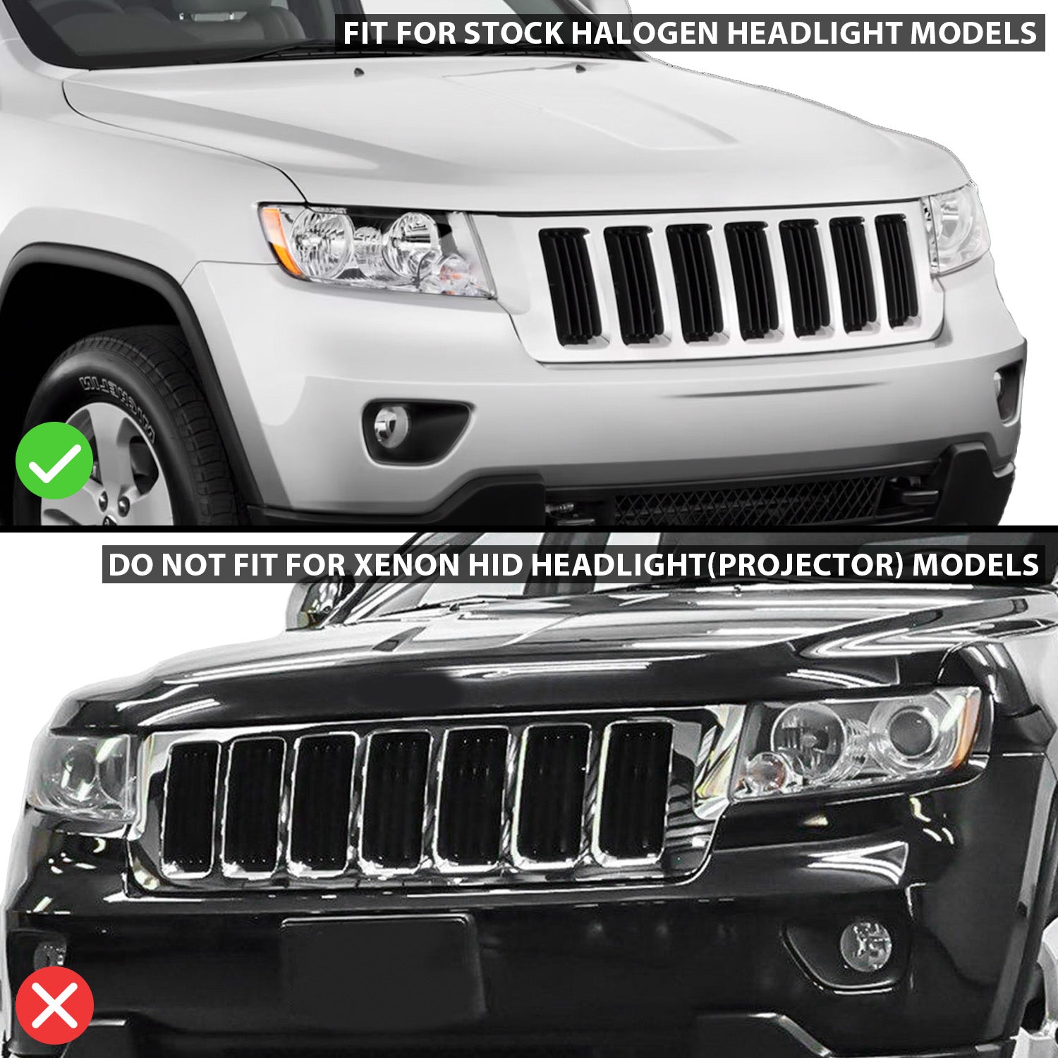 JEEP GRAND CHEROKEE 11-13 PROJECTOR SWITCHBACK HEADLIGHTS CHROME AMBER (W/ C LIGHT BAR)