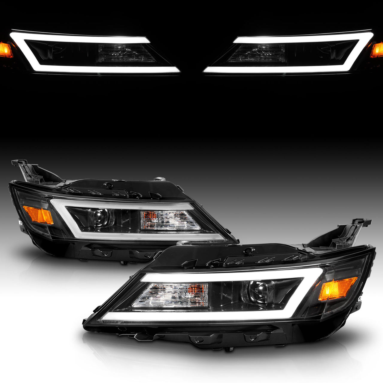 CHEVY IMPALA 14-20 PROJECTOR LIGHT BAR STYLE HEADLIGHTS BLACK AMBER
