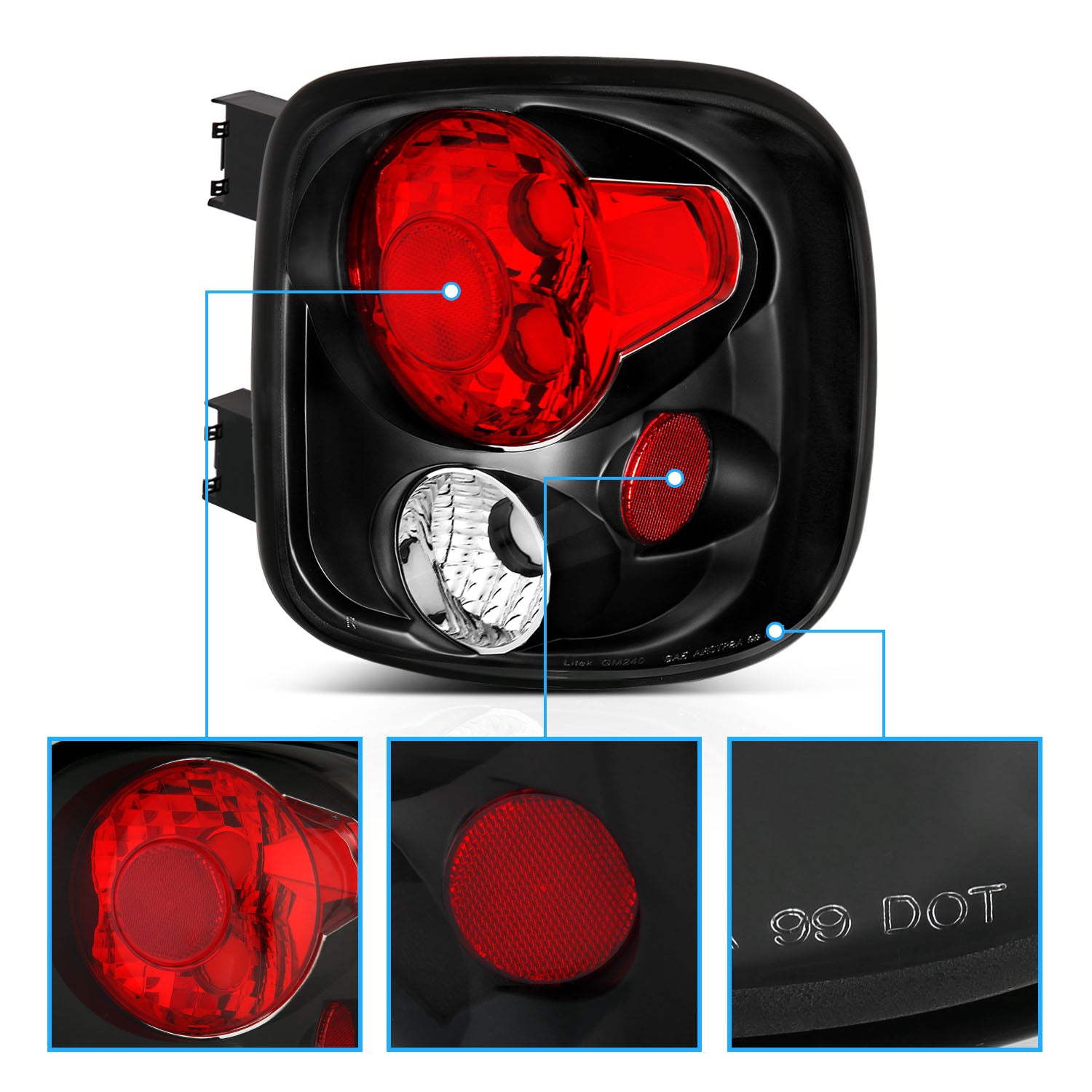 CHEVY SILVERADO/SIERRA STEPSIDE 99-02 TAIL LIGHTS BLACK