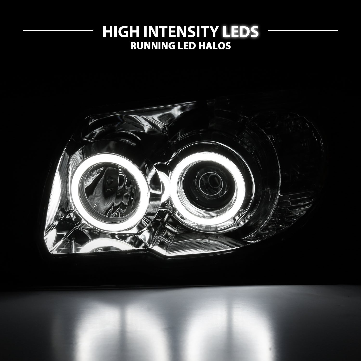TOYOTA 4 RUNNER 06-09 PROJECTOR HEADLIGHTS CHROME CLEAR (RX HALO) AMBER