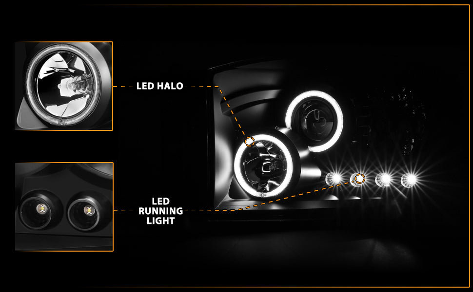 DODGE RAM 1500 06-08/ 2500/3500 06-09  PROJECTOR HEADLIGHTS HALO BLACK CLEAR AMBER