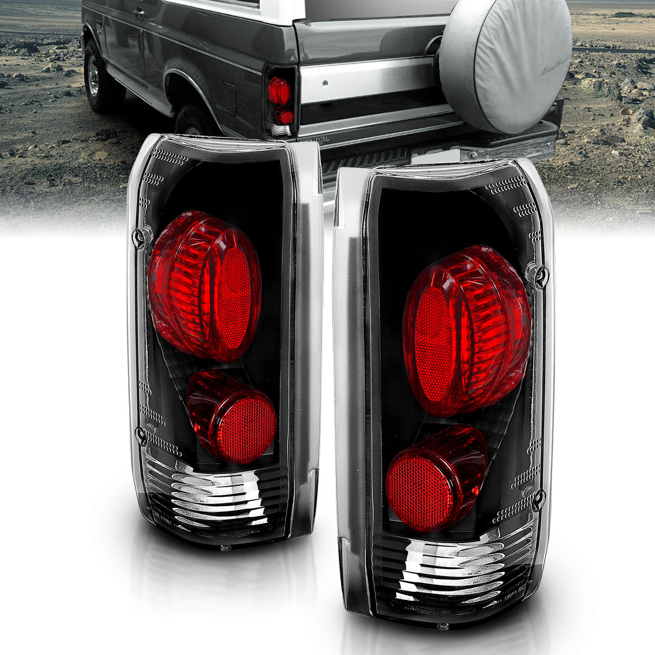 FORD F-SERIES 87-97/BRONCO 87-96 TAIL LIGHTS BLACK