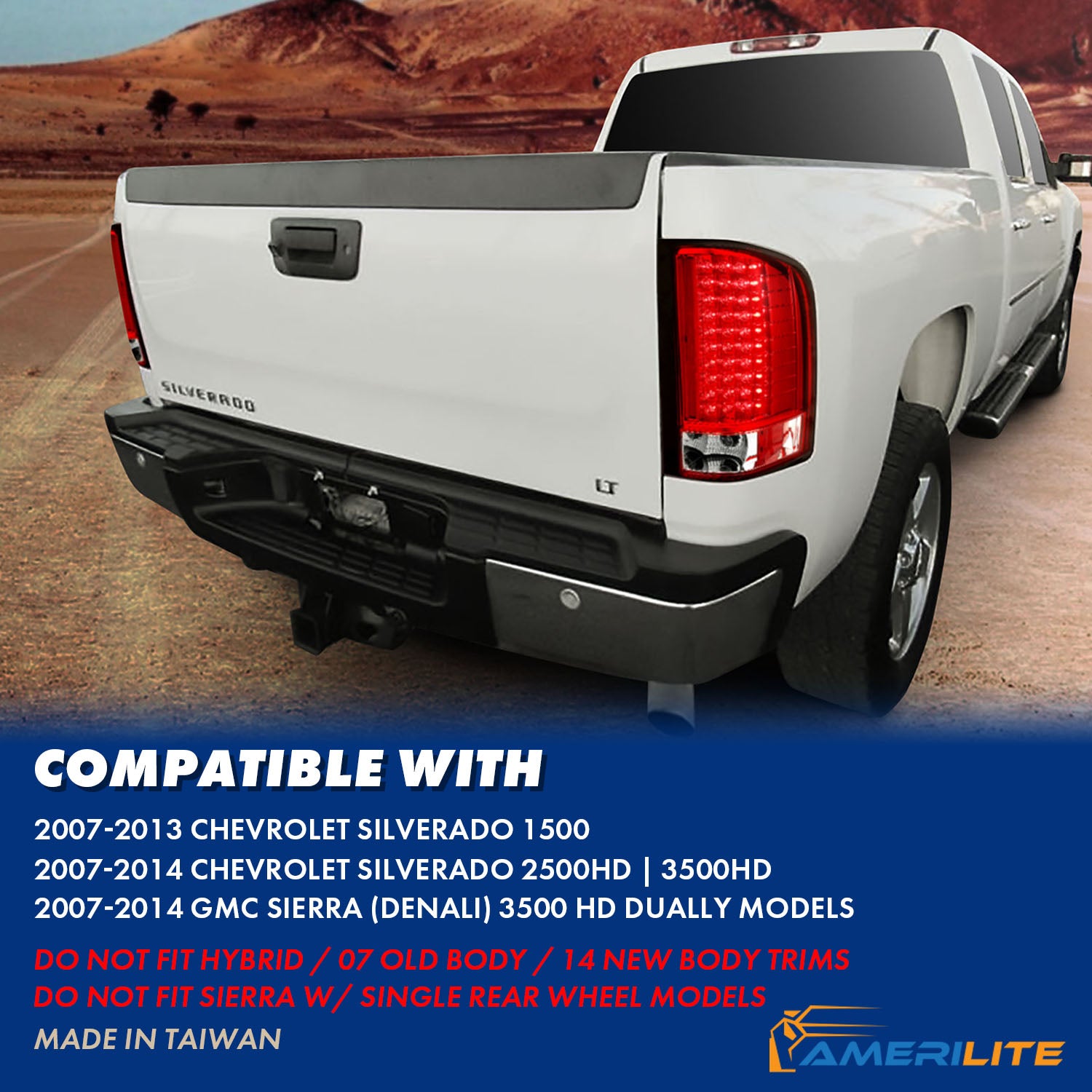 CHEVY SILVERADO 1500 07-13/2500HD/3500HD 07-14 LED TAIL LIGHTS RED/CLEAR
