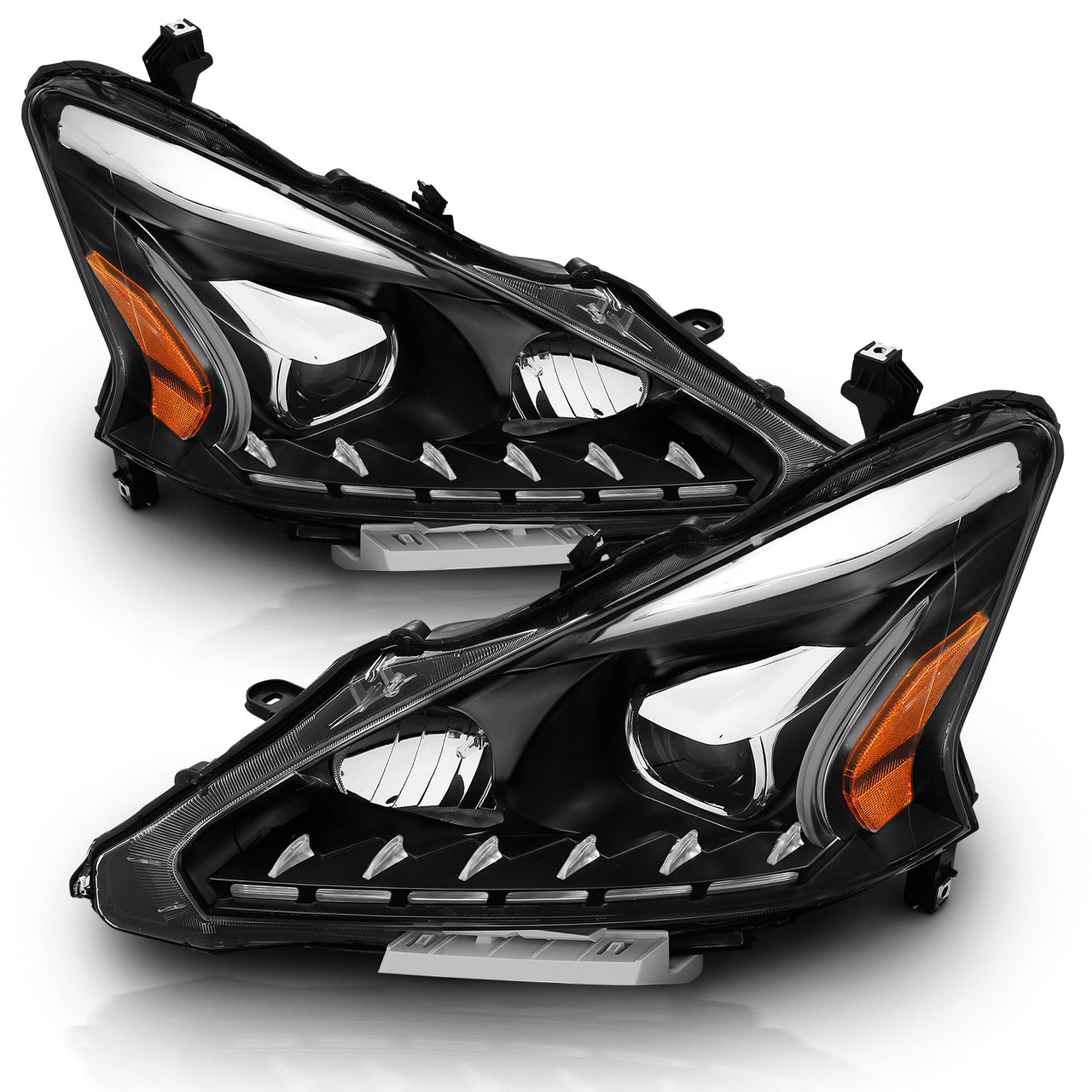 NISSAN ALTIMA 13-15 4DR PROJECTOR LIGHT BAR STYLE HEADLIGHTS BLACK CLEAR AMBER