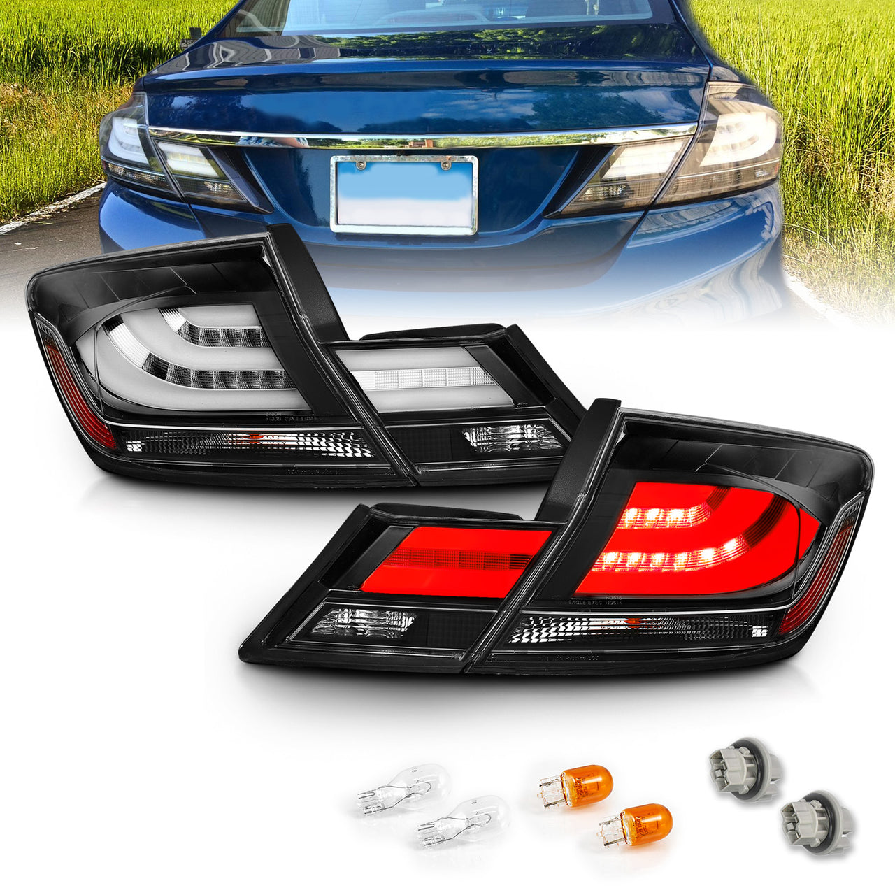 HONDA CIVIC 13-UP 4DR LED TAIL LIGHTS BLACK (4 PCS)