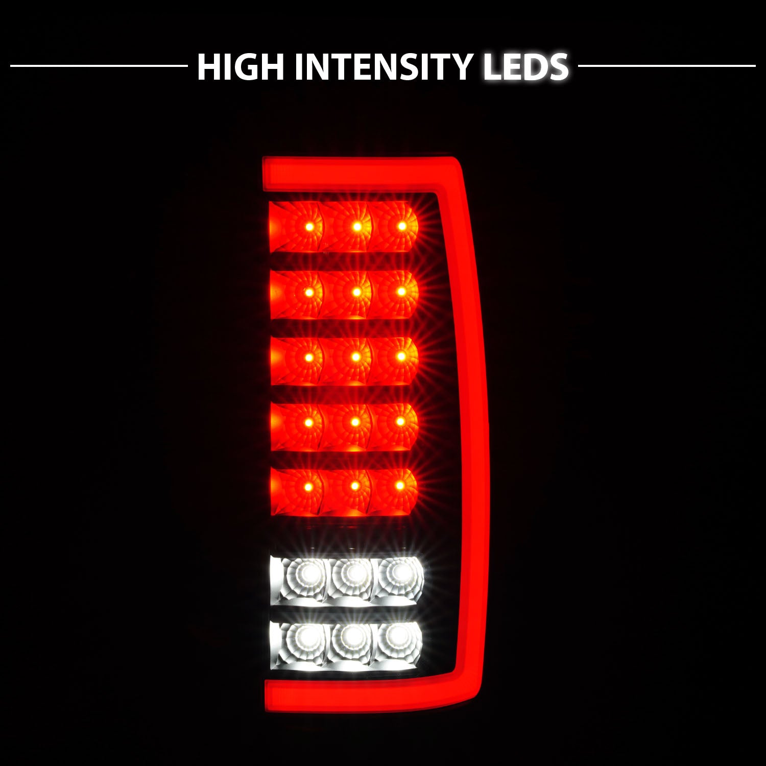 CHEVY TAHOE/SUBURBAN/GMC DENALI 00-06 LED TAIL LIGHTS G4 BLACK HOUSING CLEAR LENS W/C-LIGHT BAR