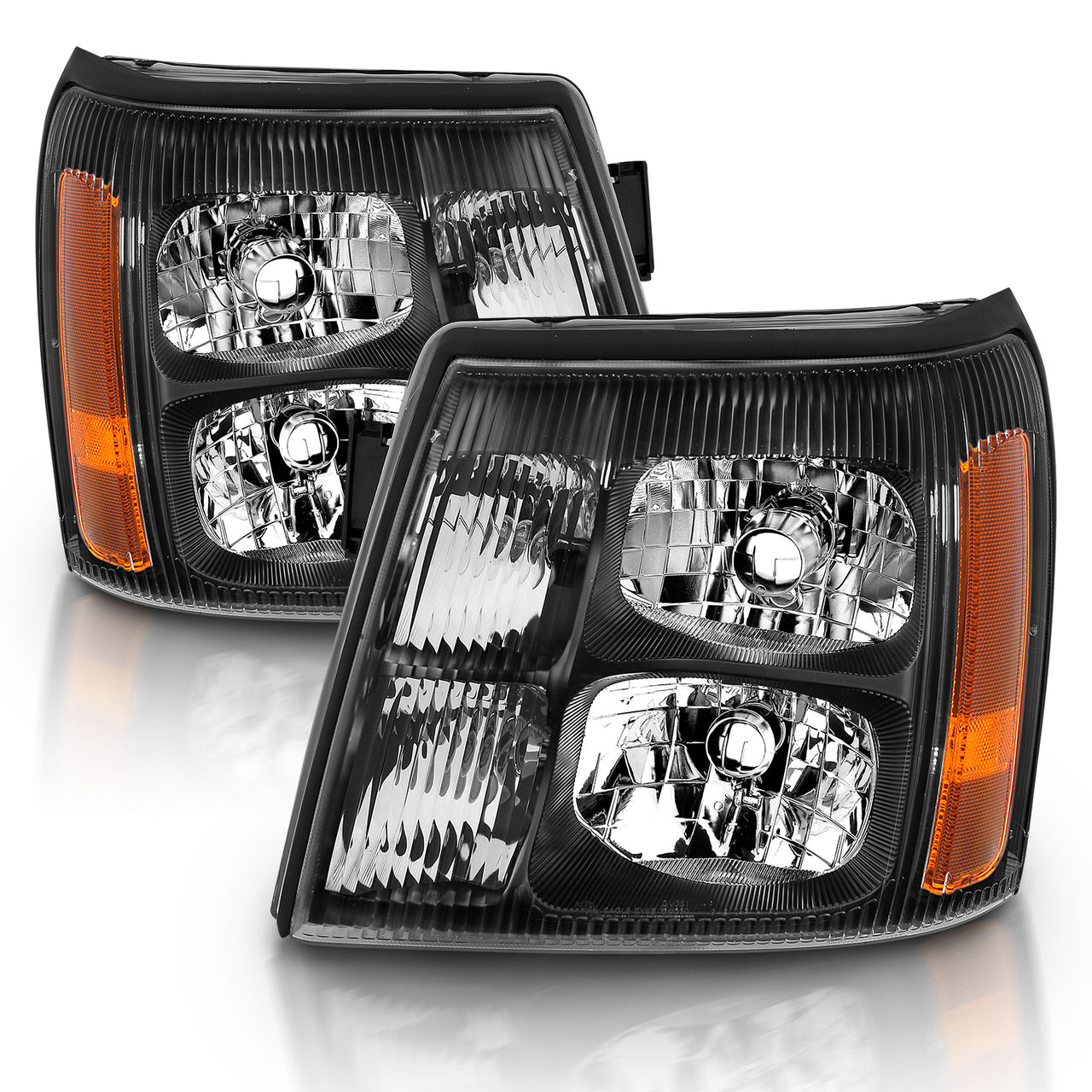 CADILLAC ESCALADE 03-06 HEADLIGHTS BLACK AMBER
