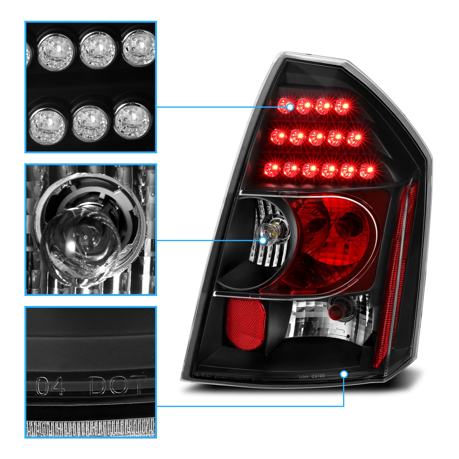 CHRYSLER 300/300C 05-07 LED TAIL LIGHTS BLACK