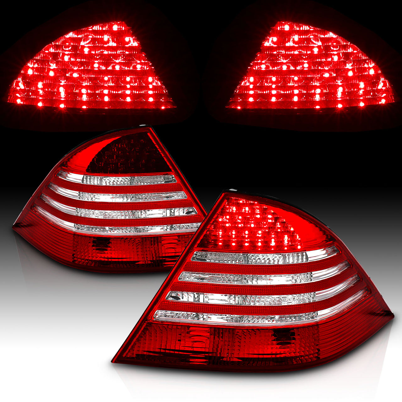 MBZ S CLASS W220 00-05 LED TAIL LIGHTS RED/CLEAR