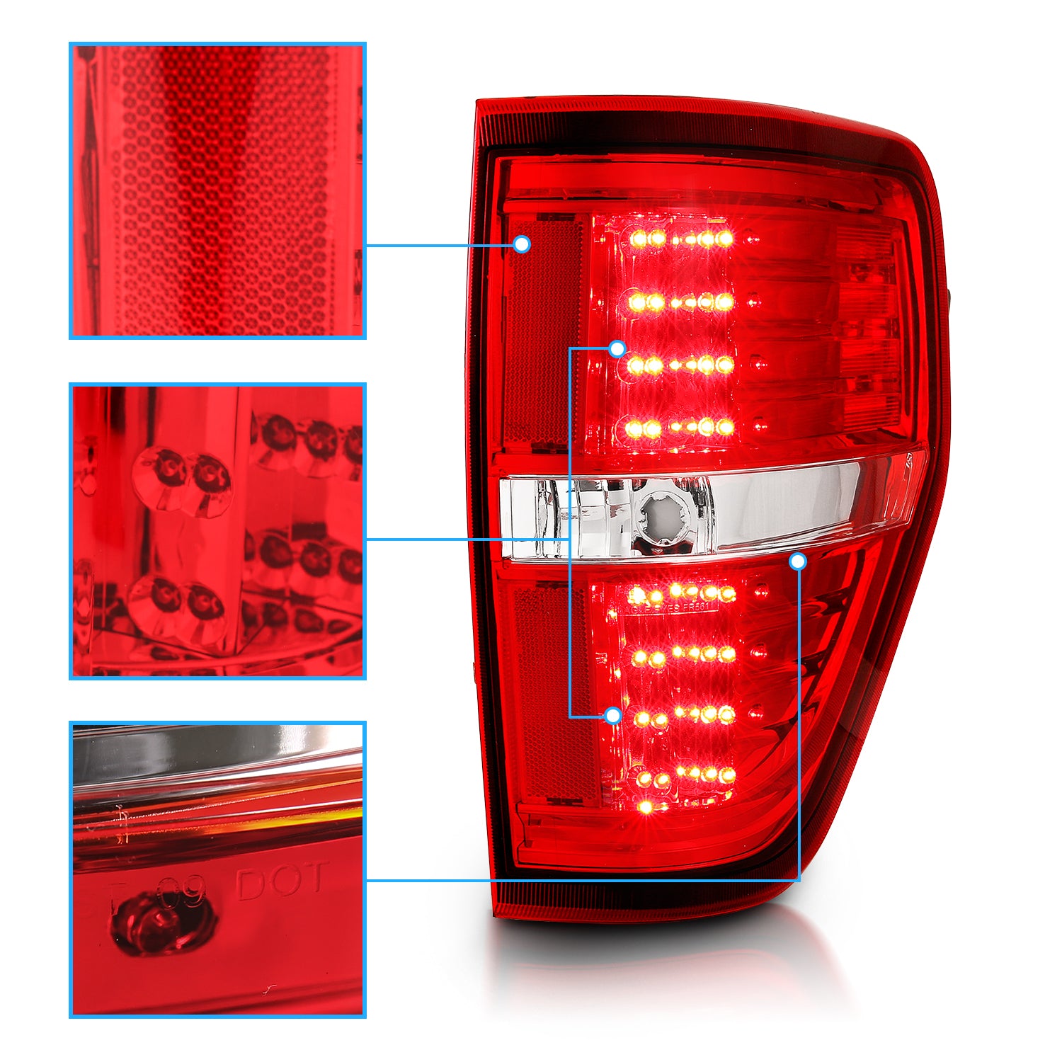 FORD F-150 09-13 LED TAIL LIGHTS RED/CLEAR