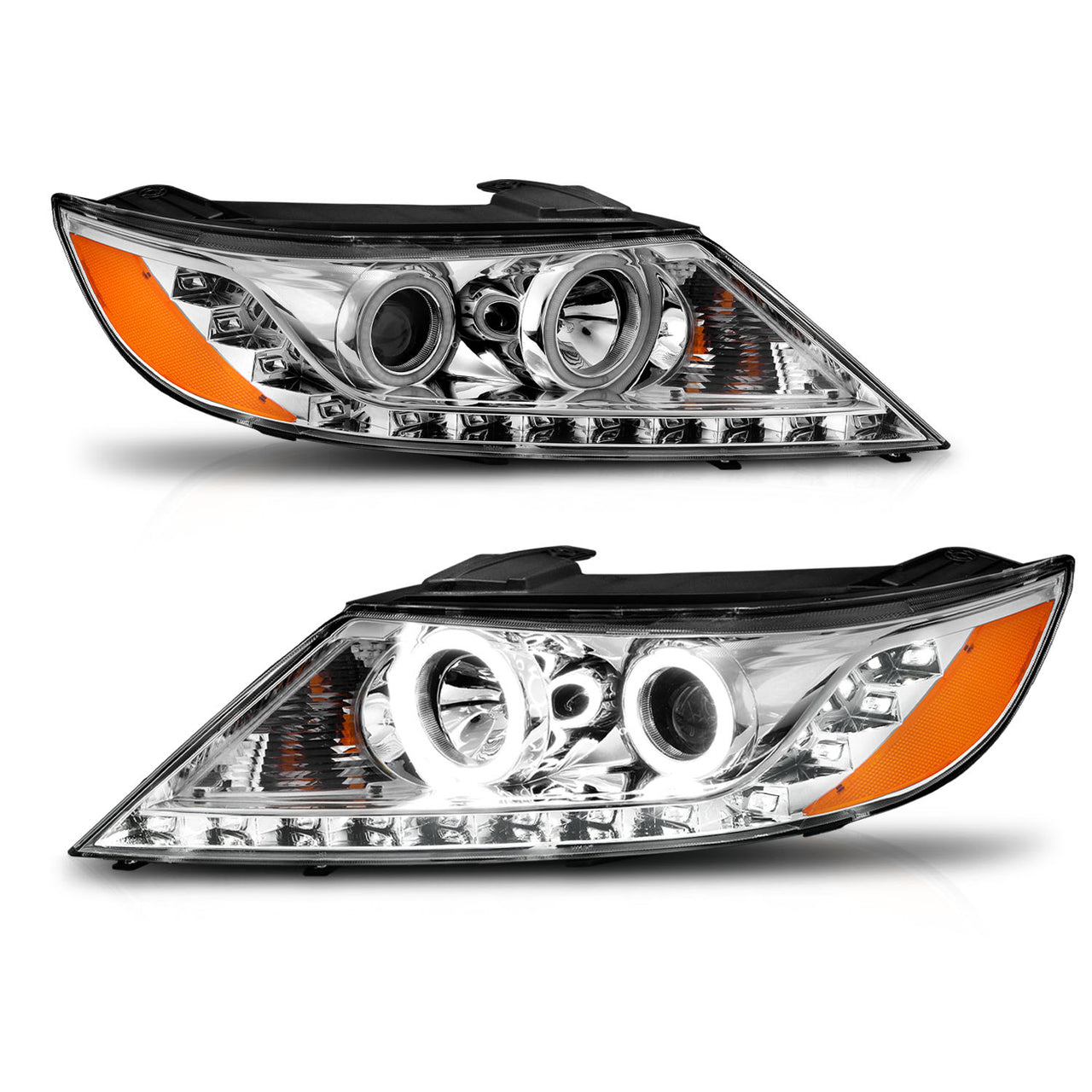 KIA SORENTO 2011 PROJECTOR HEADLIGHTS HALO CHROME CLEAR AMBER (RX HALO)