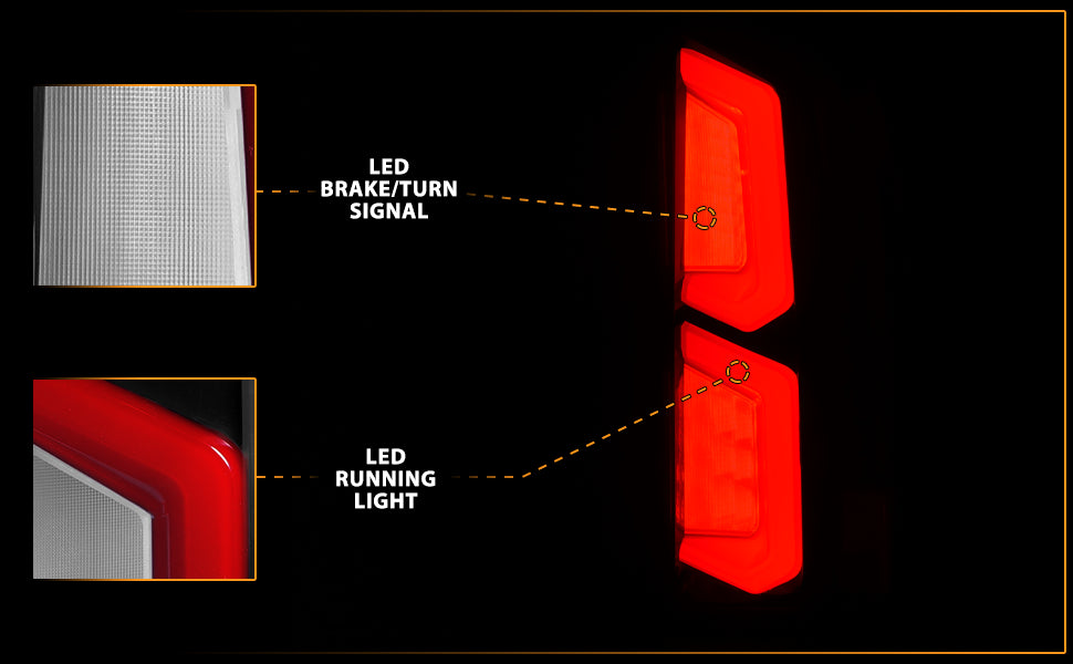 CHEVY TAHOE/SUBURBAN 15-20 LED TAIL LIGHTS BLACK HOUSING CLEAR LENS W/ C-LIGHT BAR