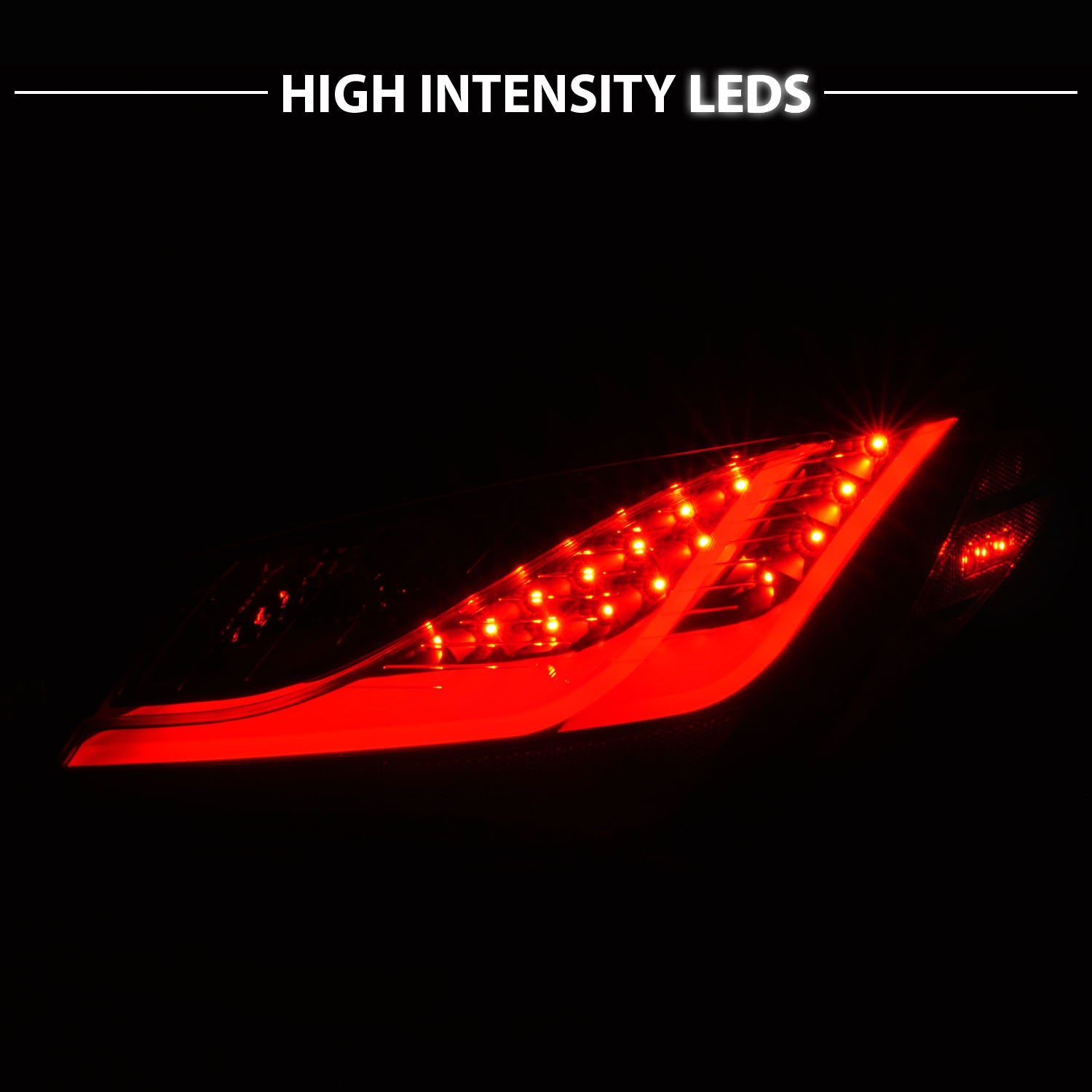 HYUNDAI GENESIS 10-13嚙踝蕭2DR LED TAIL LIGHTS嚙踝蕭BLACK HOUSING DARK SMOKE LENS