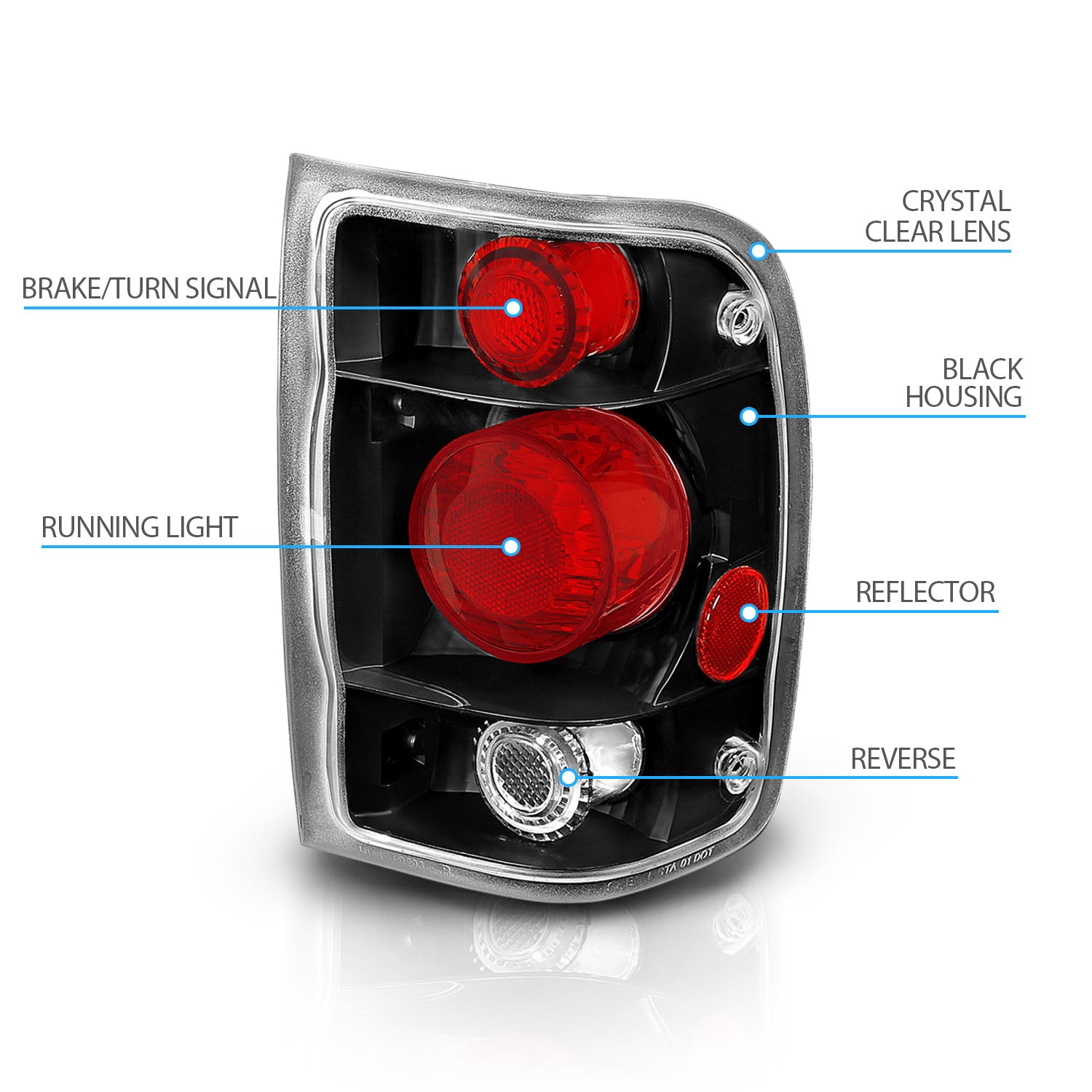 FORD RANGER 98-01 TAIL LIGHTS G2 BLACK