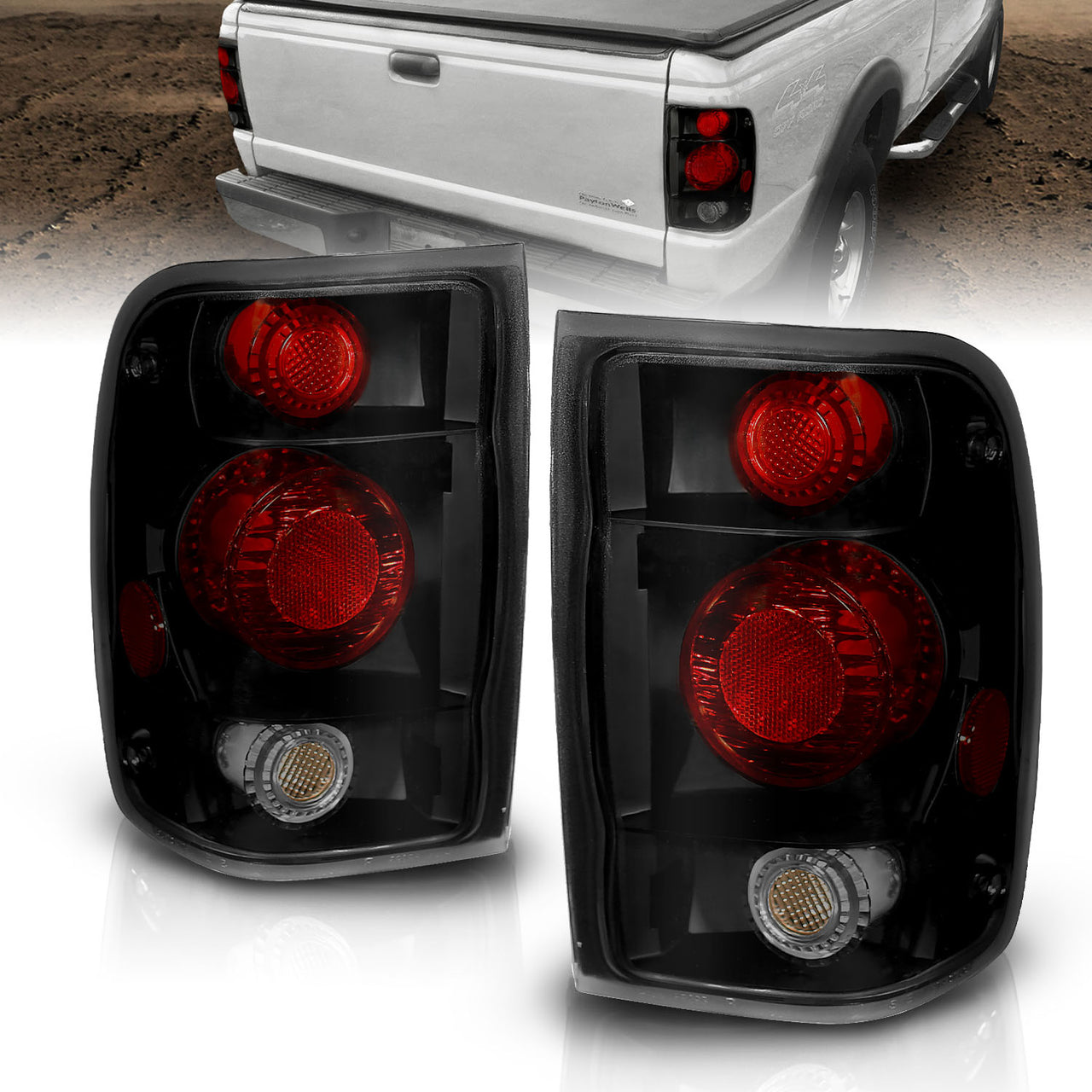 FORD RANGER 98-01 TAIL LIGHTS G2 DARK SMOKE