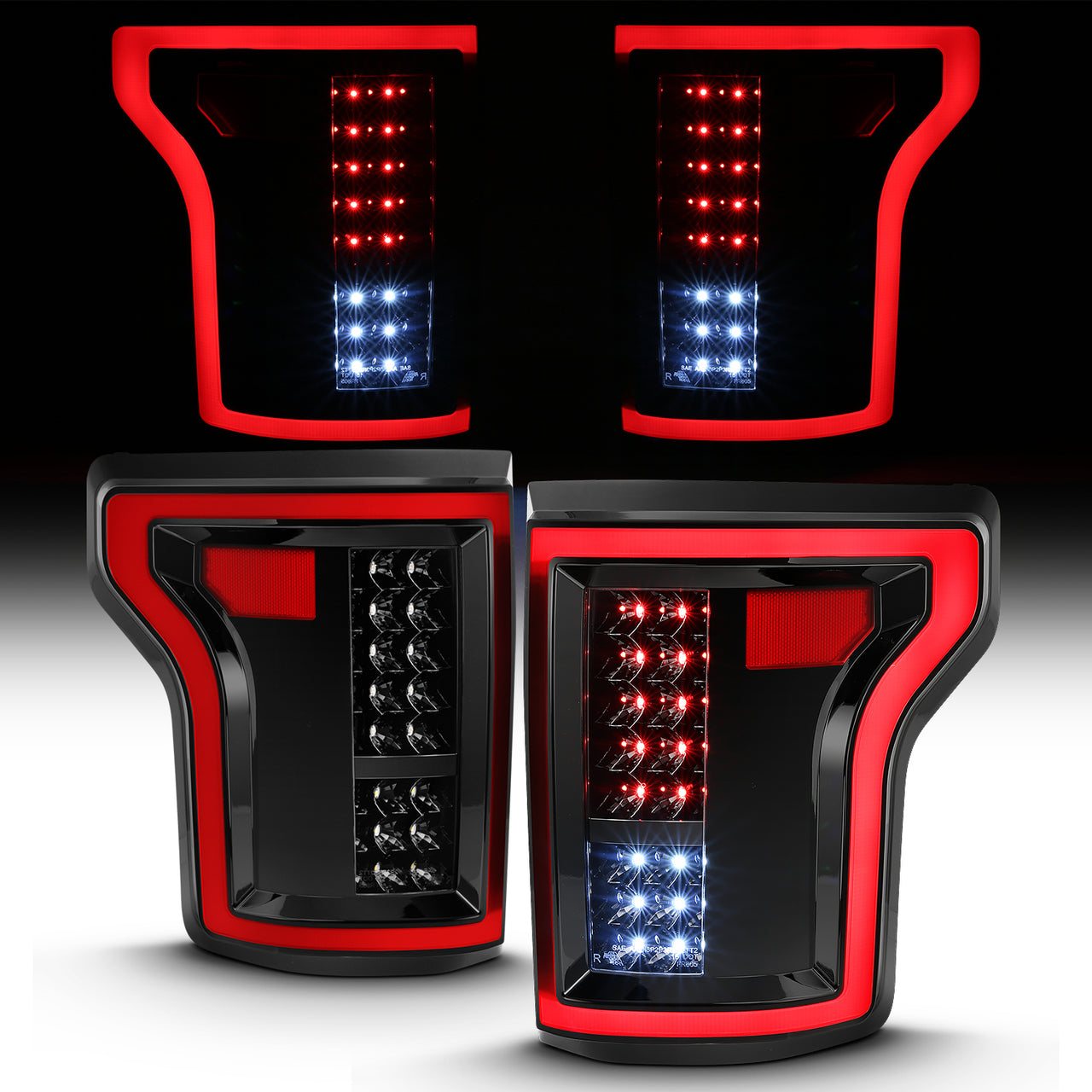 FORD F-150 15-17 LED TAIL LIGHTS BLACK (NON-BLIS ONLY