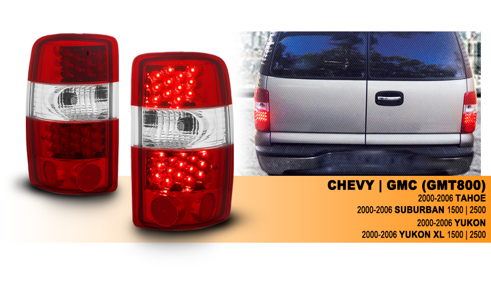 CHEVY TAHOE/SUBURBAN/GMC DENALI 00-06 LED TAIL LIGHTS RED/CLEAR